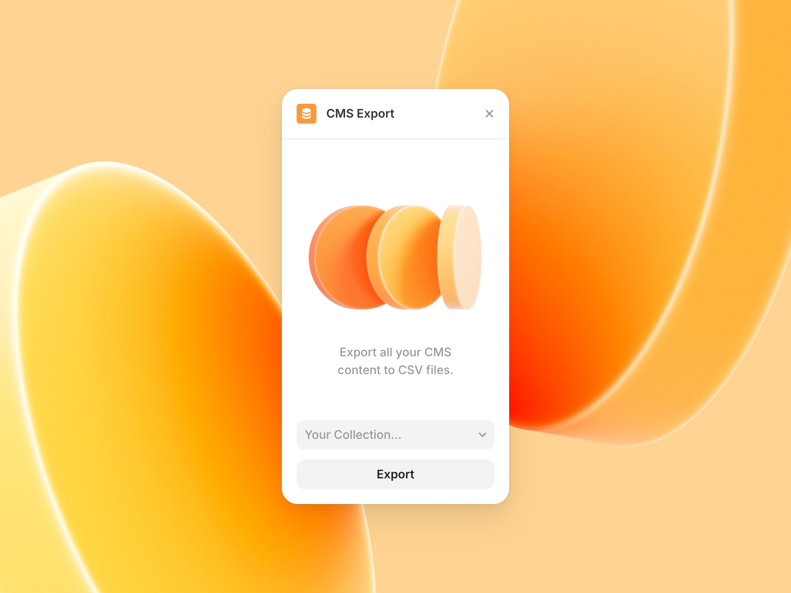 Screenshot 1 for CMS Export, a Framer Marketplace plugin by Framer.