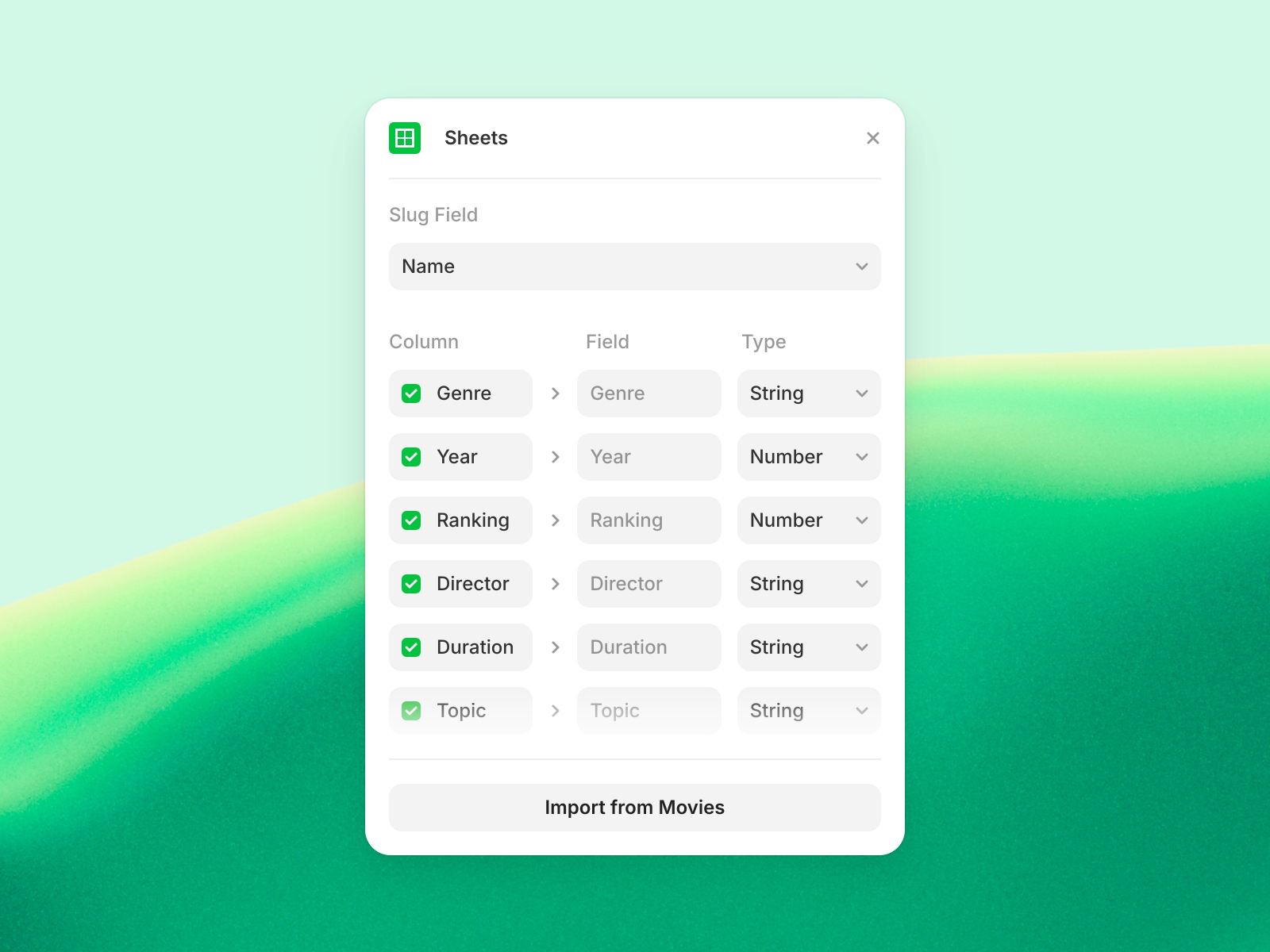 Thumbnail 2 for Google Sheets, a Framer Marketplace plugin by Framer.