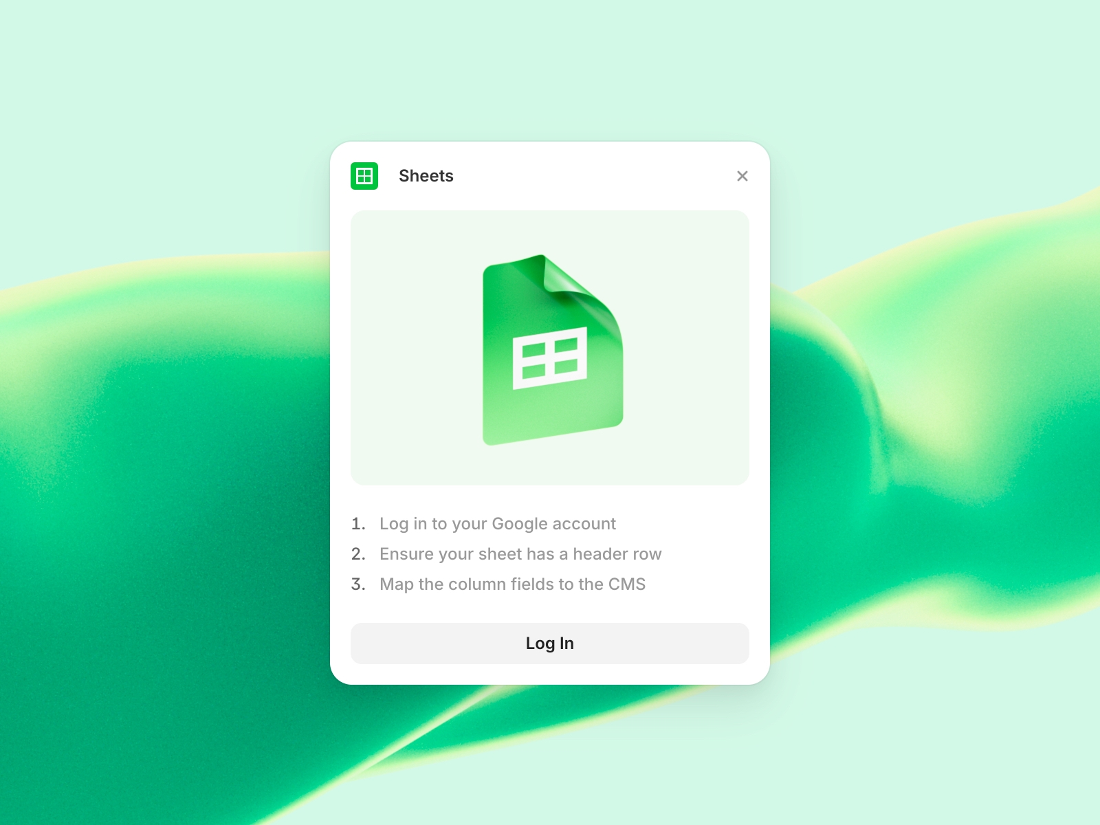 Thumbnail 1 for Google Sheets, a Framer Marketplace plugin by Framer.