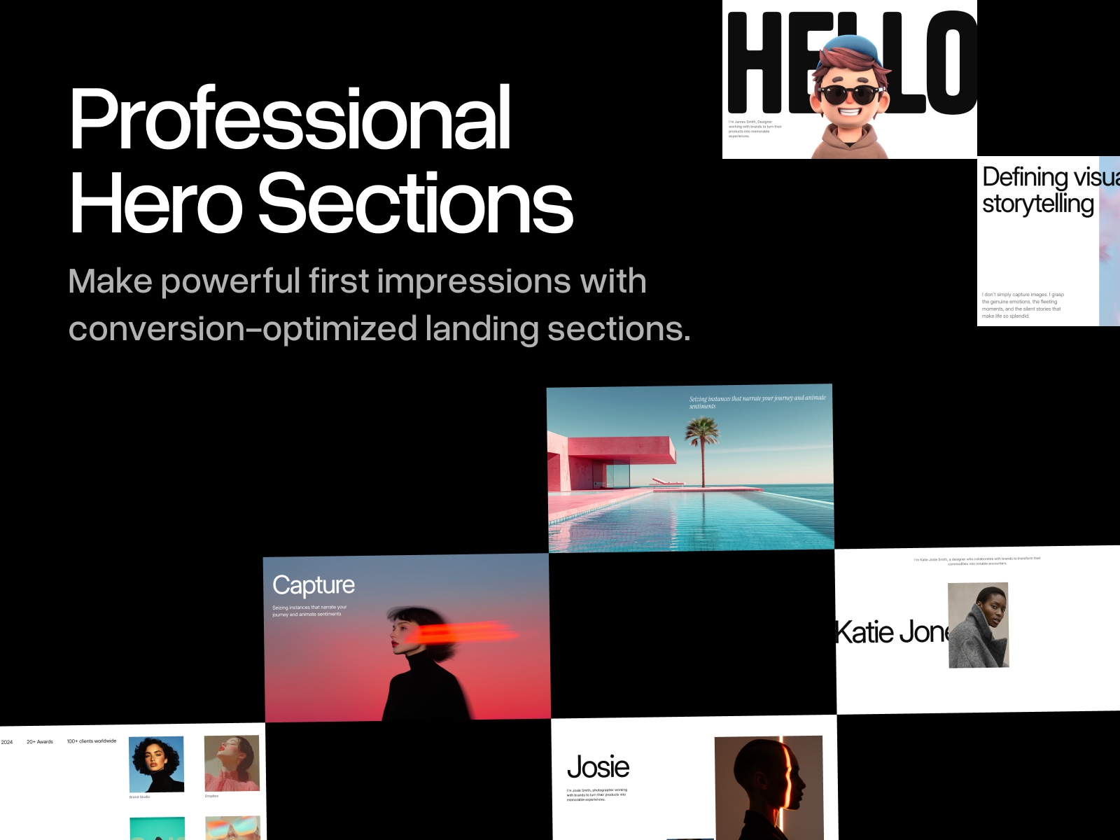 Thumbnail 2 for Josie UI Kit, a Framer Marketplace plugin by Frederik Roessell.
