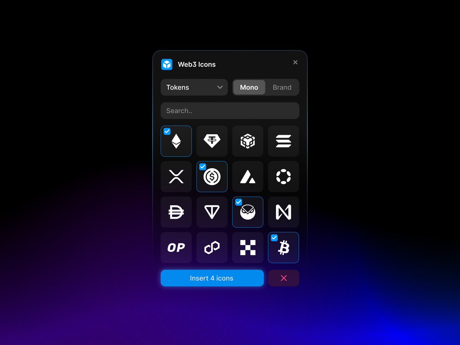 Thumbnail 2 for Web3 Icons, a Framer Marketplace plugin by Arsyad CC.