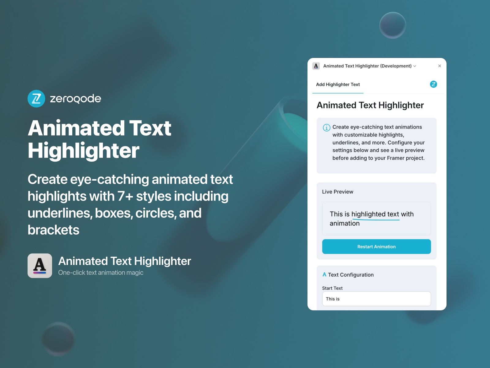 Thumbnail 1 for Animated Text Highlighter, a Framer Marketplace plugin by Zeroqode.