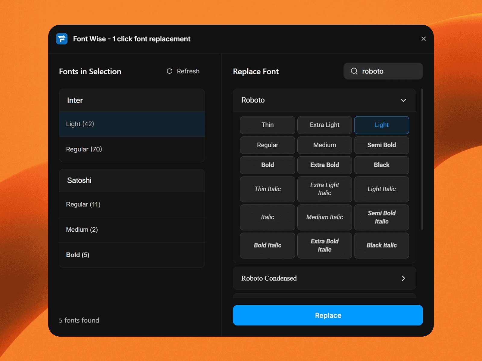 Thumbnail 2 for Font Wise - 1 click font replacement, a Framer Marketplace plugin by Framer Spark.