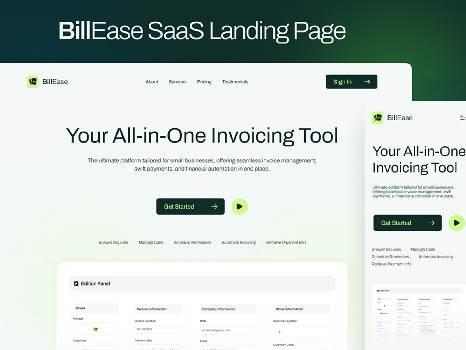 Image 1 for BillEase, a Framer Experts site by Nur Emon.