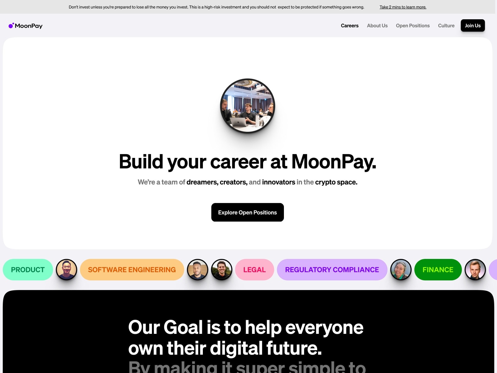 Image 1 for Moonpay Career, a Framer Experts site by Studio Duo.