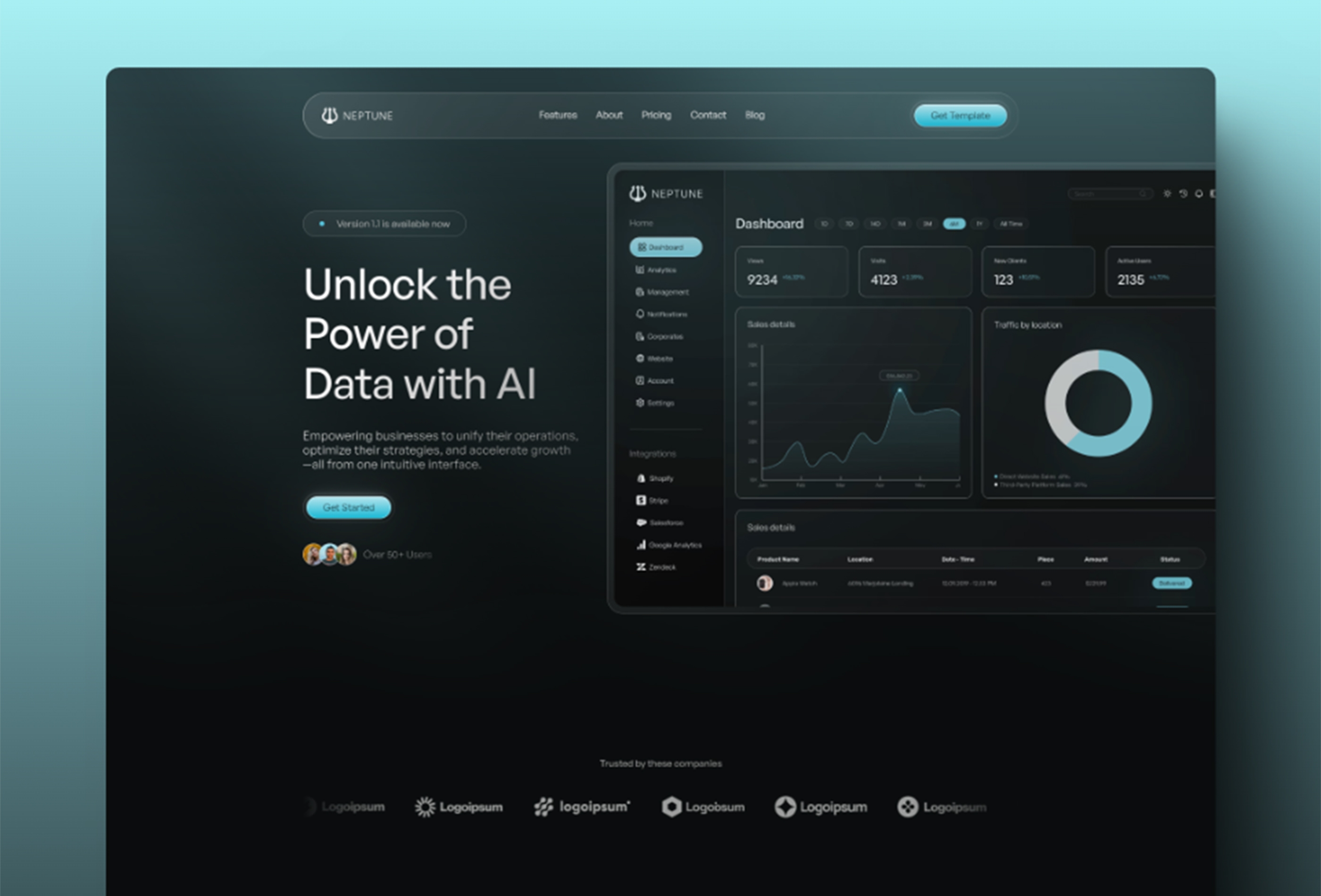 Screenshot 1 for Neptune, a Framer Marketplace template by Josiah Bhanghoyer.