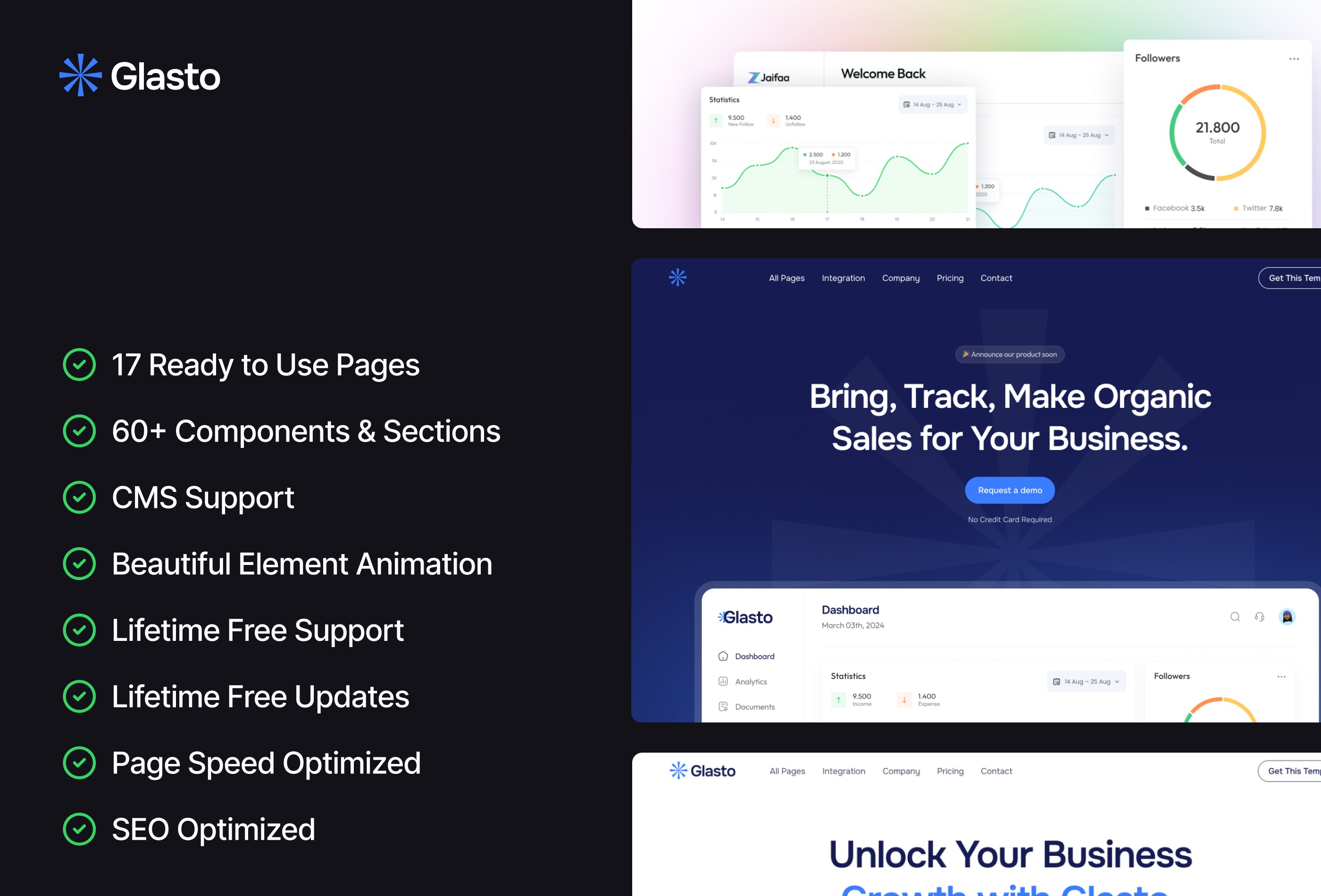 Screenshot 2 for Glasto, a Framer Marketplace template by Framerbite.