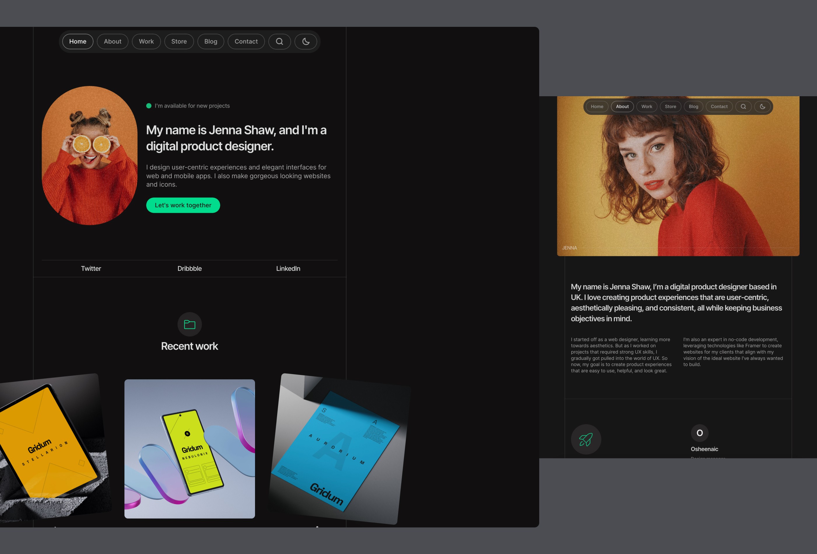 Screenshot 2 for Gridum, a Framer Marketplace template by Zulal.