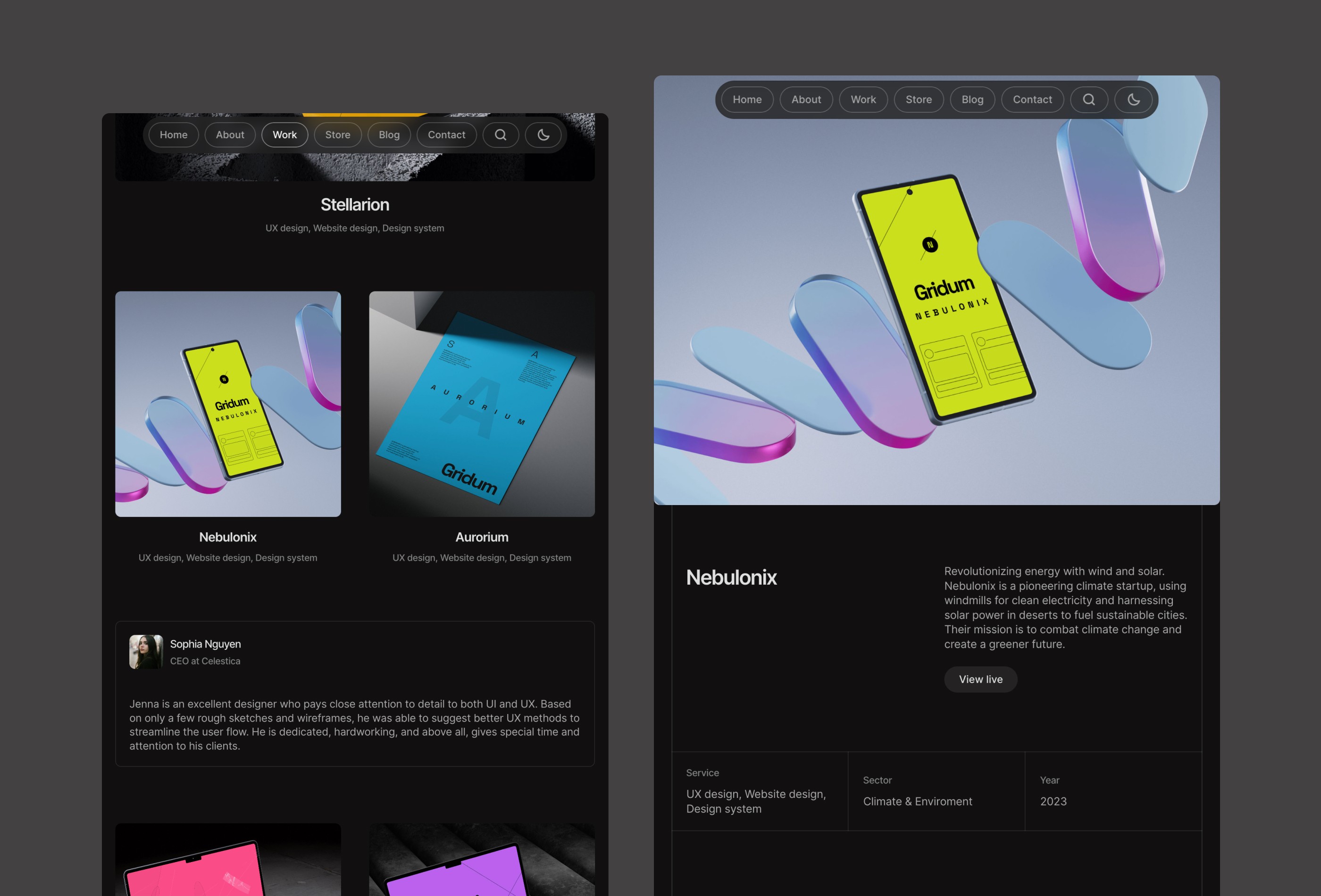 Screenshot 3 for Gridum, a Framer Marketplace template by Zulal.