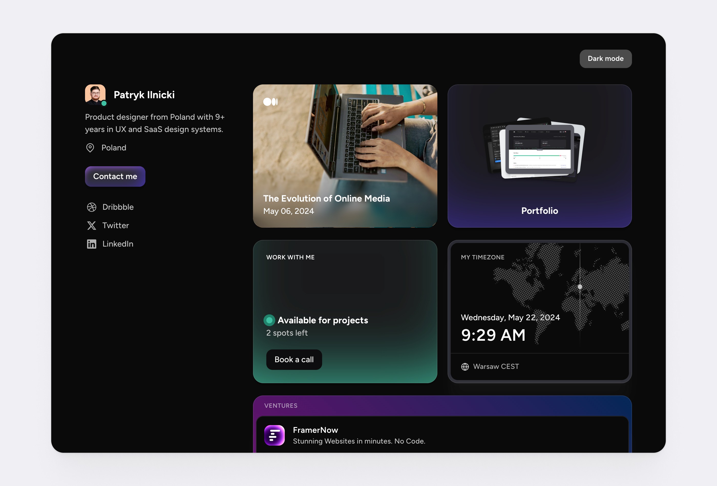 Screenshot 3 for Widget, a Framer Marketplace template by Patryk Ilnicki.