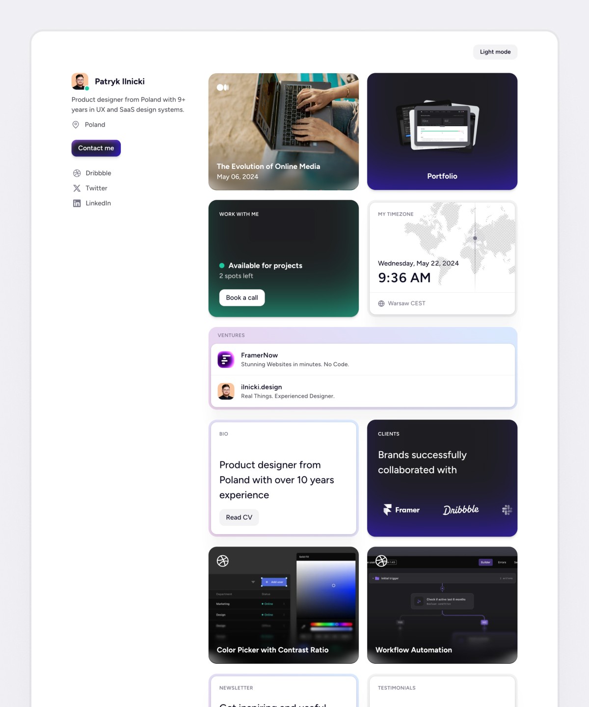 Screenshot 1 for Widget, a Framer Marketplace template by Patryk Ilnicki.