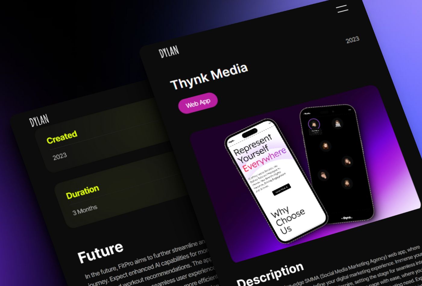 Screenshot 4 for DylanCroft, a Framer Marketplace template by Krutik Maru.