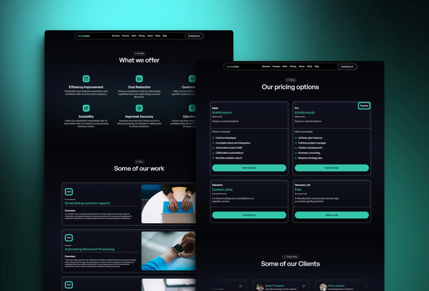Screenshot 3 for Automize, a Framer Marketplace template by Thaer Swailem.