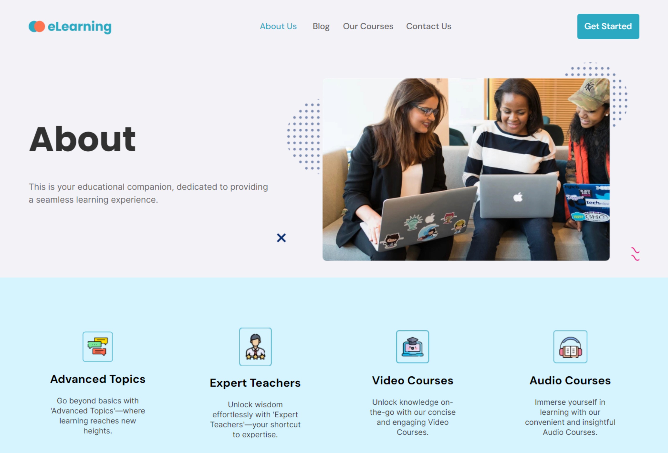 Screenshot 3 for eLearning, a Framer Marketplace template by Template Theater.