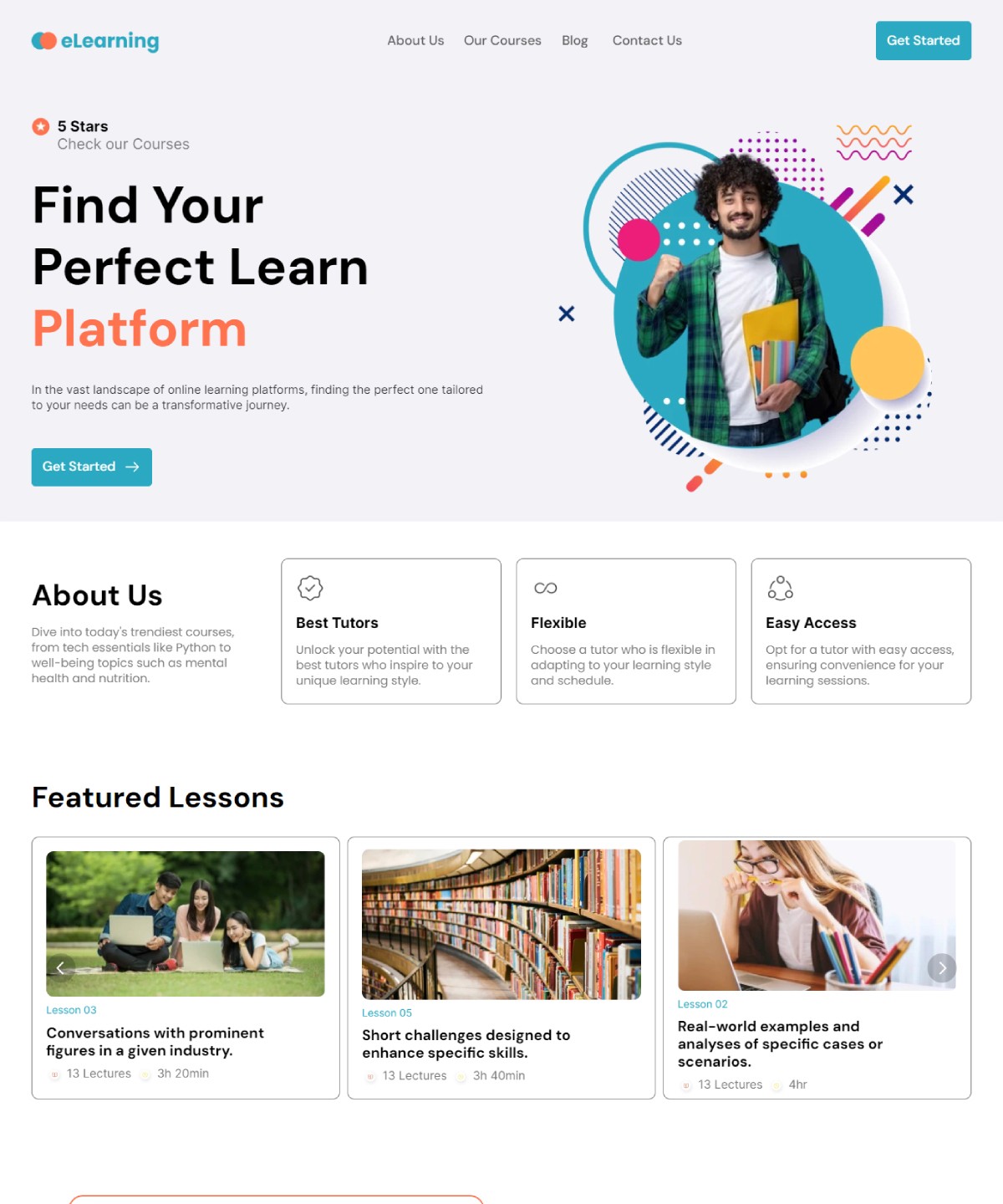Screenshot 1 for eLearning, a Framer Marketplace template by Template Theater.