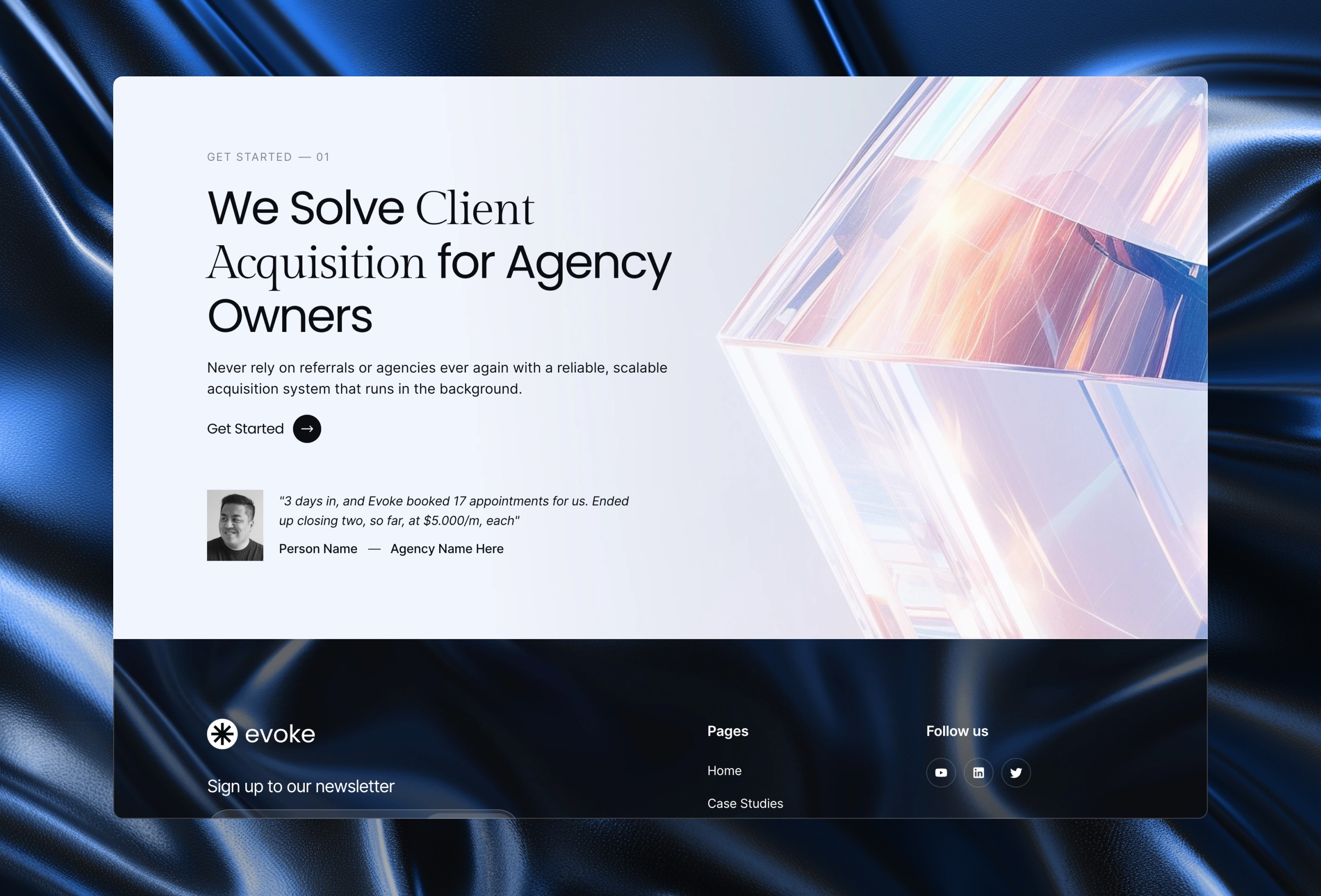 Screenshot 4 for Evoke, a Framer Marketplace template by Wize.