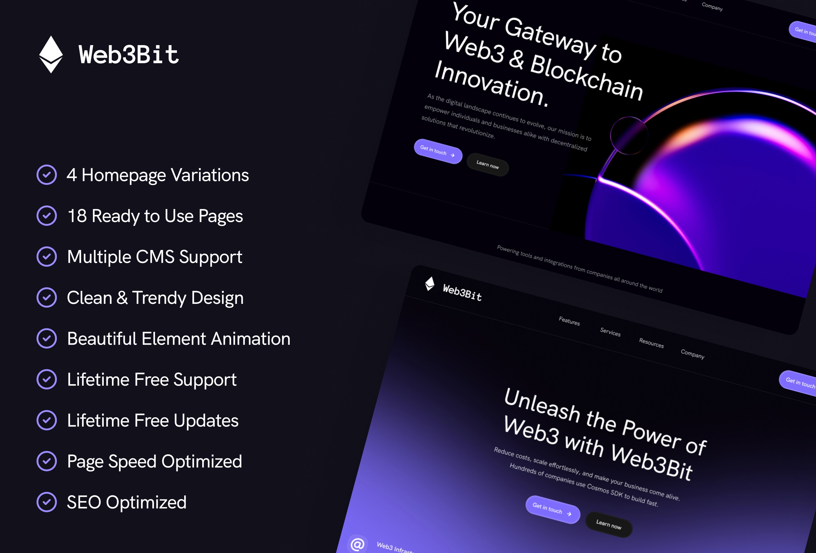 Screenshot 3 for Web3Bit, a Framer Marketplace template by Framerbite.
