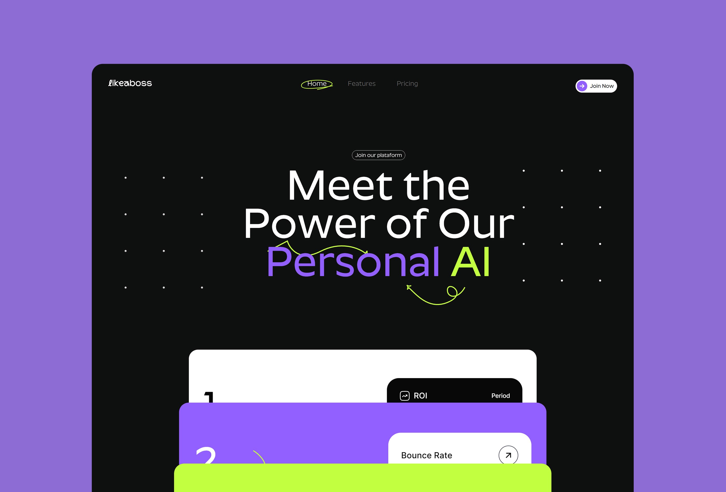 Screenshot 2 for LikeaBoss, a Framer Marketplace template by FogShift.