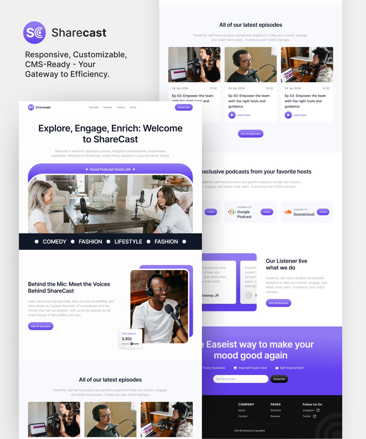 Screenshot 1 for ShareCast, a Framer Marketplace template by Yoga Adam Al Hazmi.