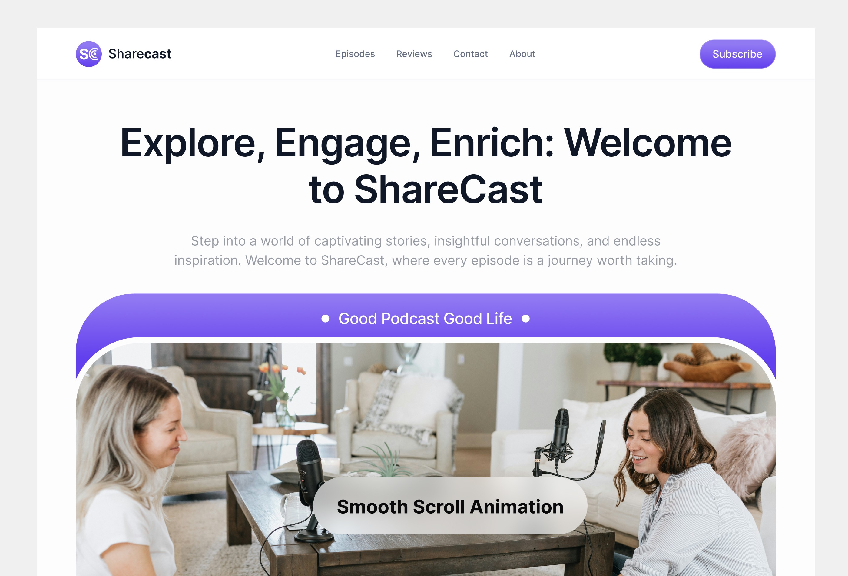 Screenshot 2 for ShareCast, a Framer Marketplace template by Yoga Adam Al Hazmi.