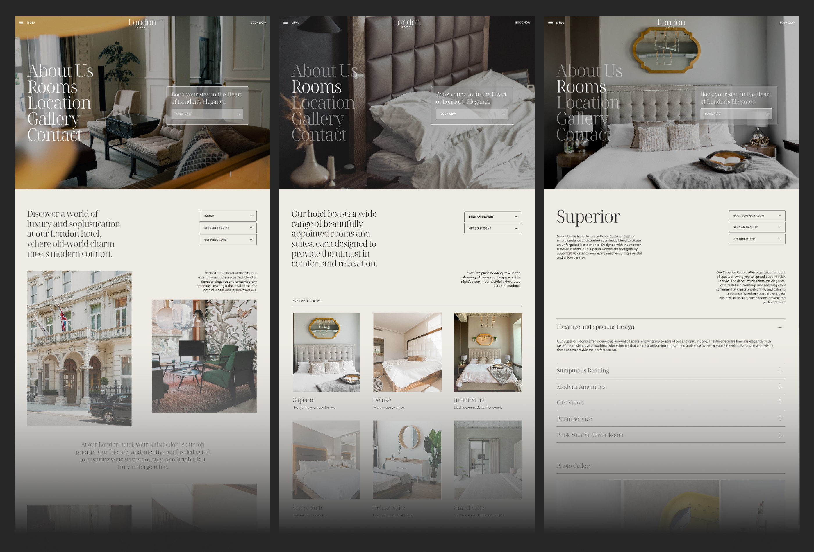 Screenshot 4 for LondonHotel, a Framer Marketplace template by IFRAME DESIGN.