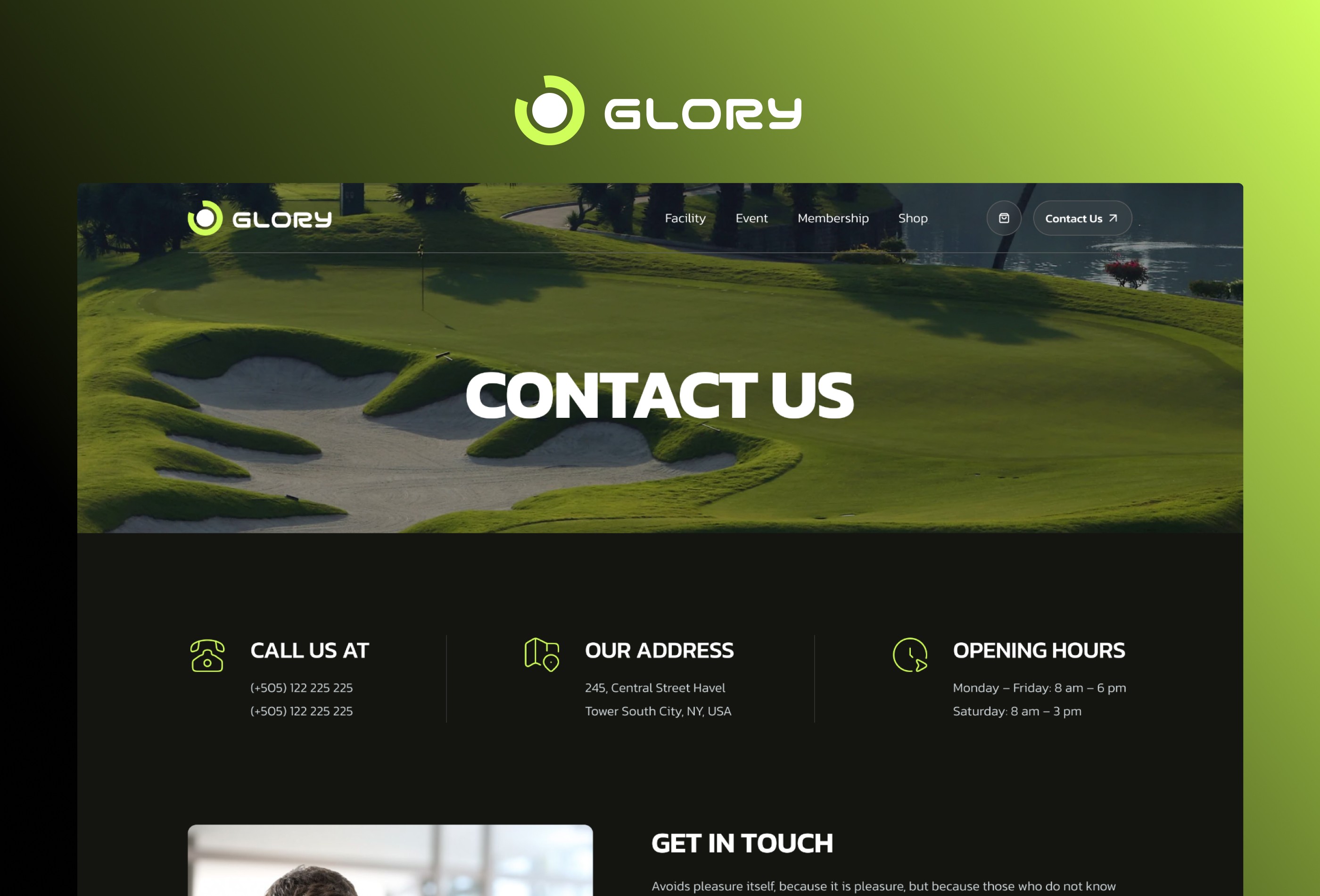 Screenshot 4 for Glory, a Framer Marketplace template by Sailr.