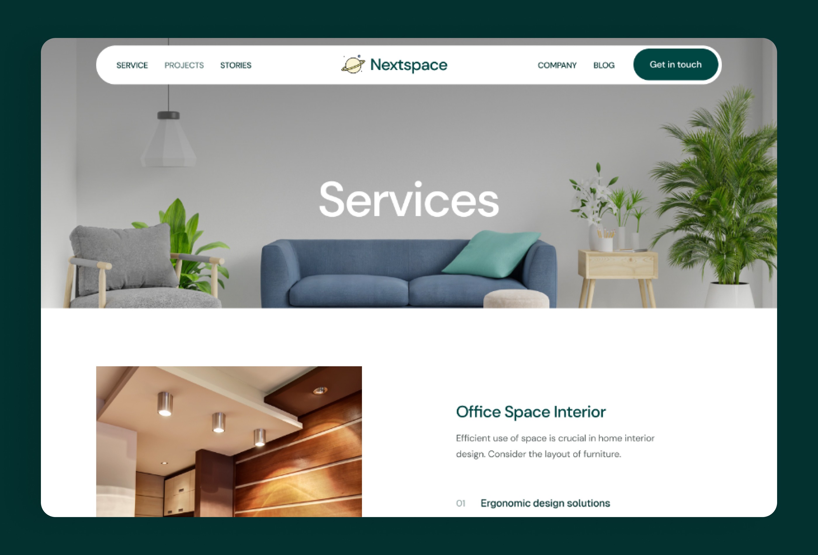 Screenshot 2 for NextSpace, a Framer Marketplace template by Framerbite.