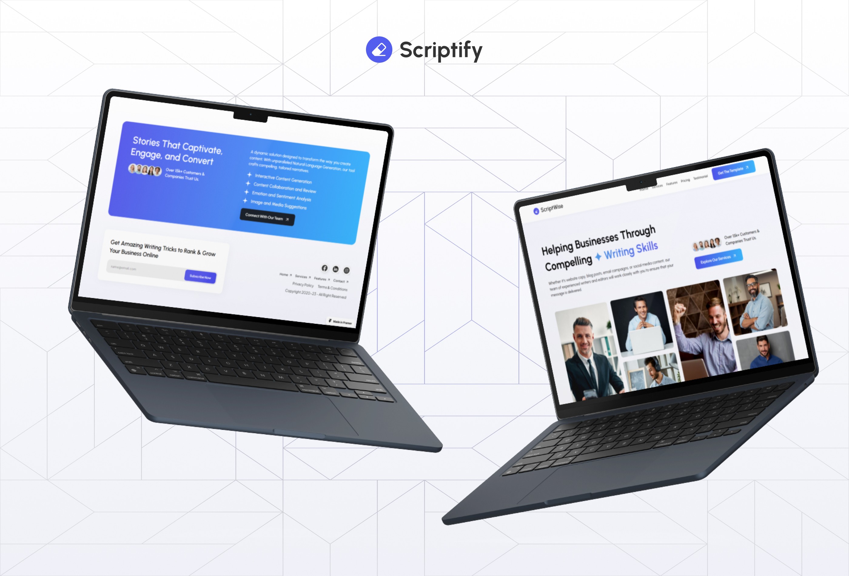 Screenshot 4 for Scriptify, a Framer Marketplace template by Framify.