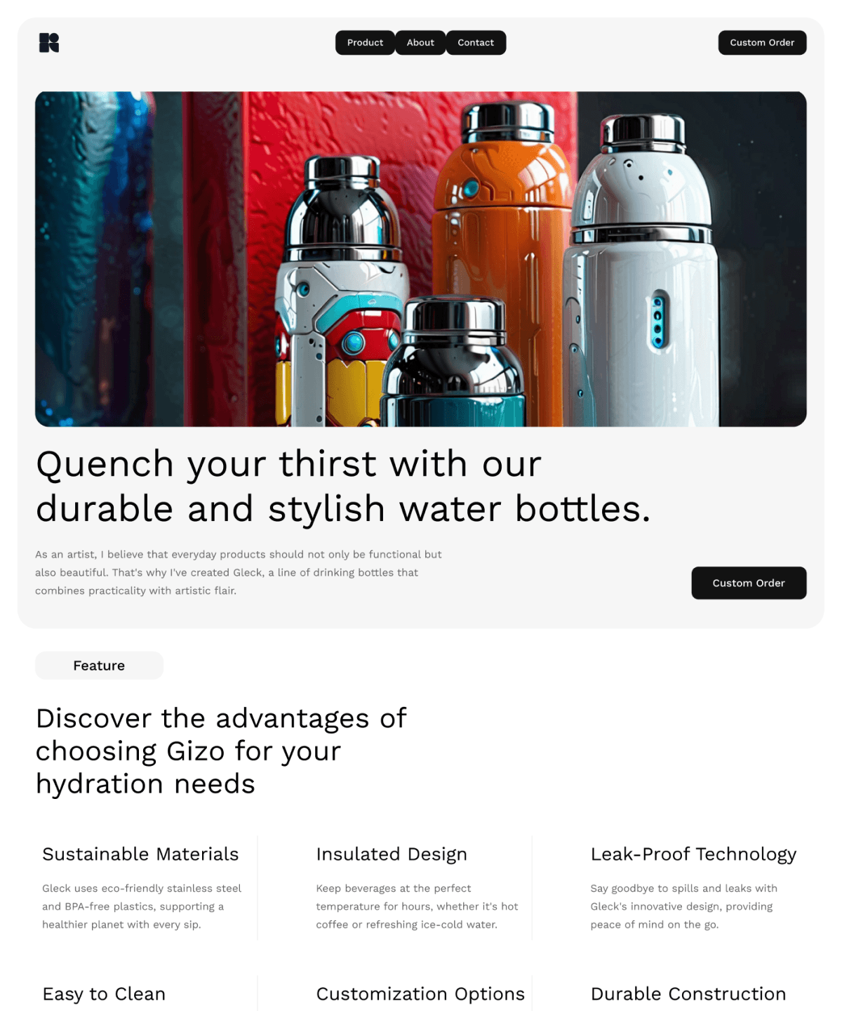 Screenshot 1 for GleckArtisan, a Framer Marketplace template by Rudityas Wahyu.