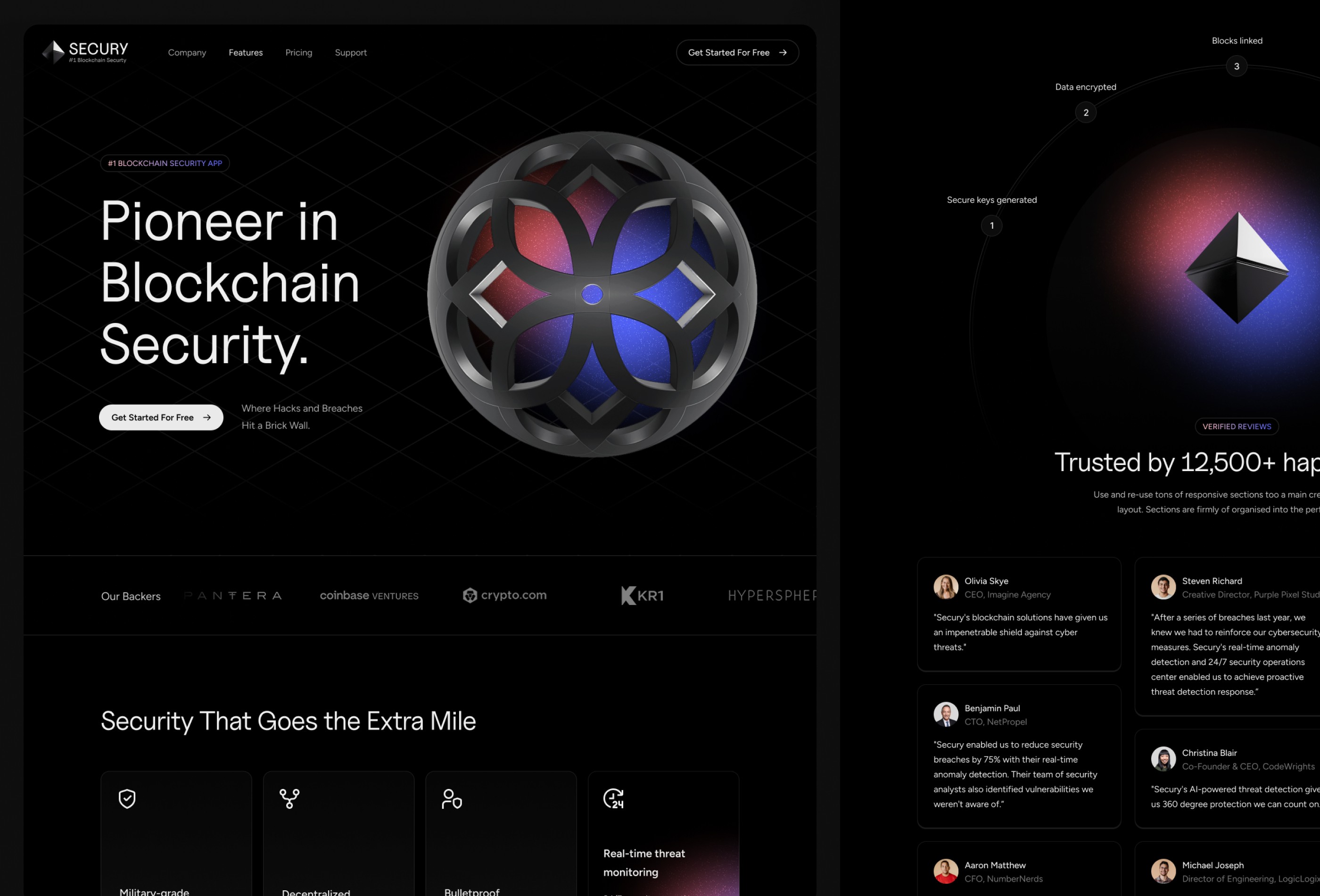 Screenshot 2 for Secury, a Framer Marketplace template by Framerbite.