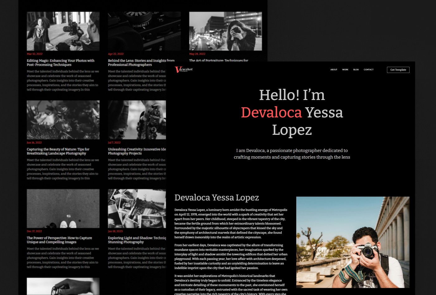 Screenshot 2 for Viewshot, a Framer Marketplace template by Honocoroko.