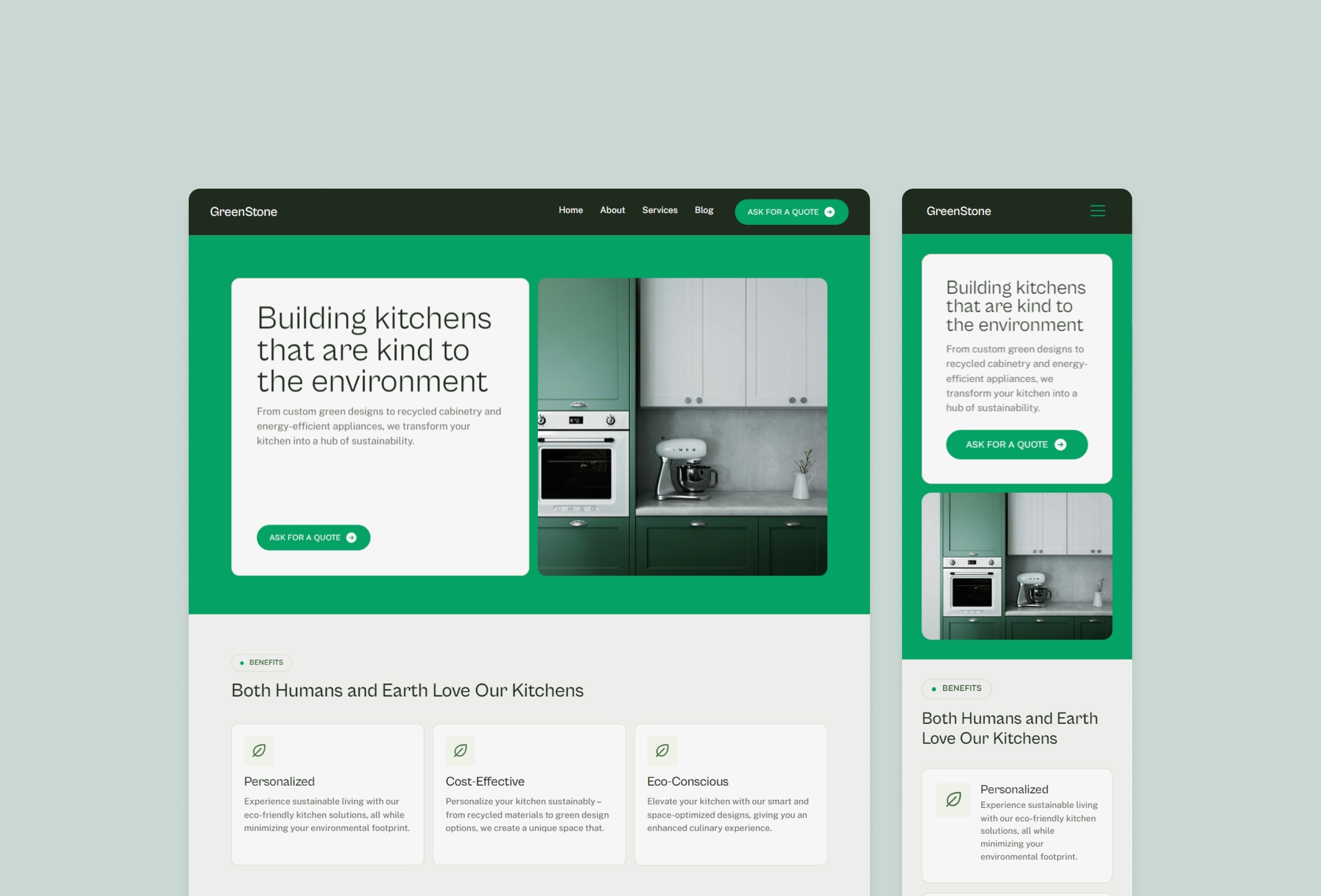 Screenshot 2 for GreenStone, a Framer Marketplace template by Bunny Hop Creatives.