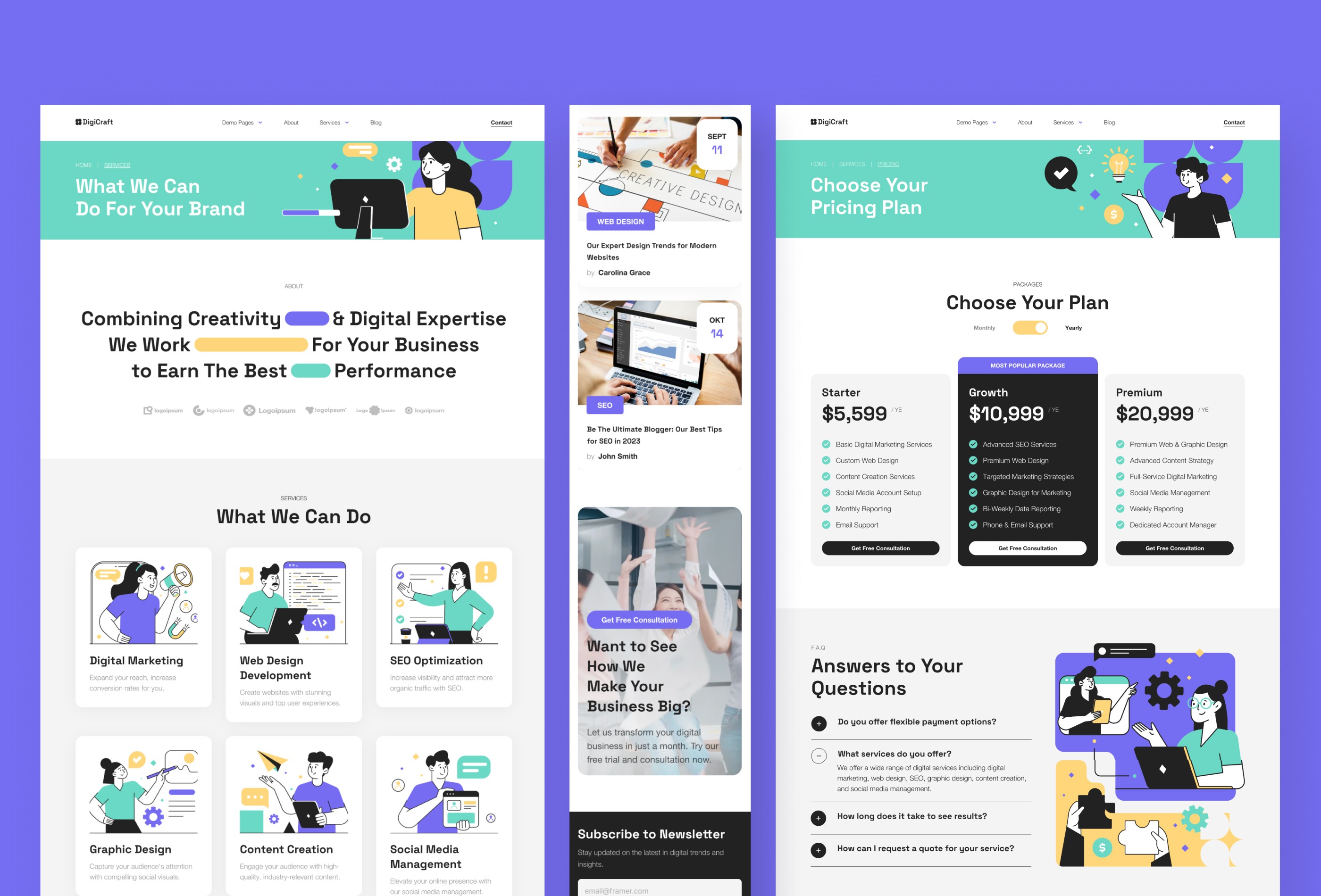 Screenshot 4 for Digicraft, a Framer Marketplace template by Peterdraw.