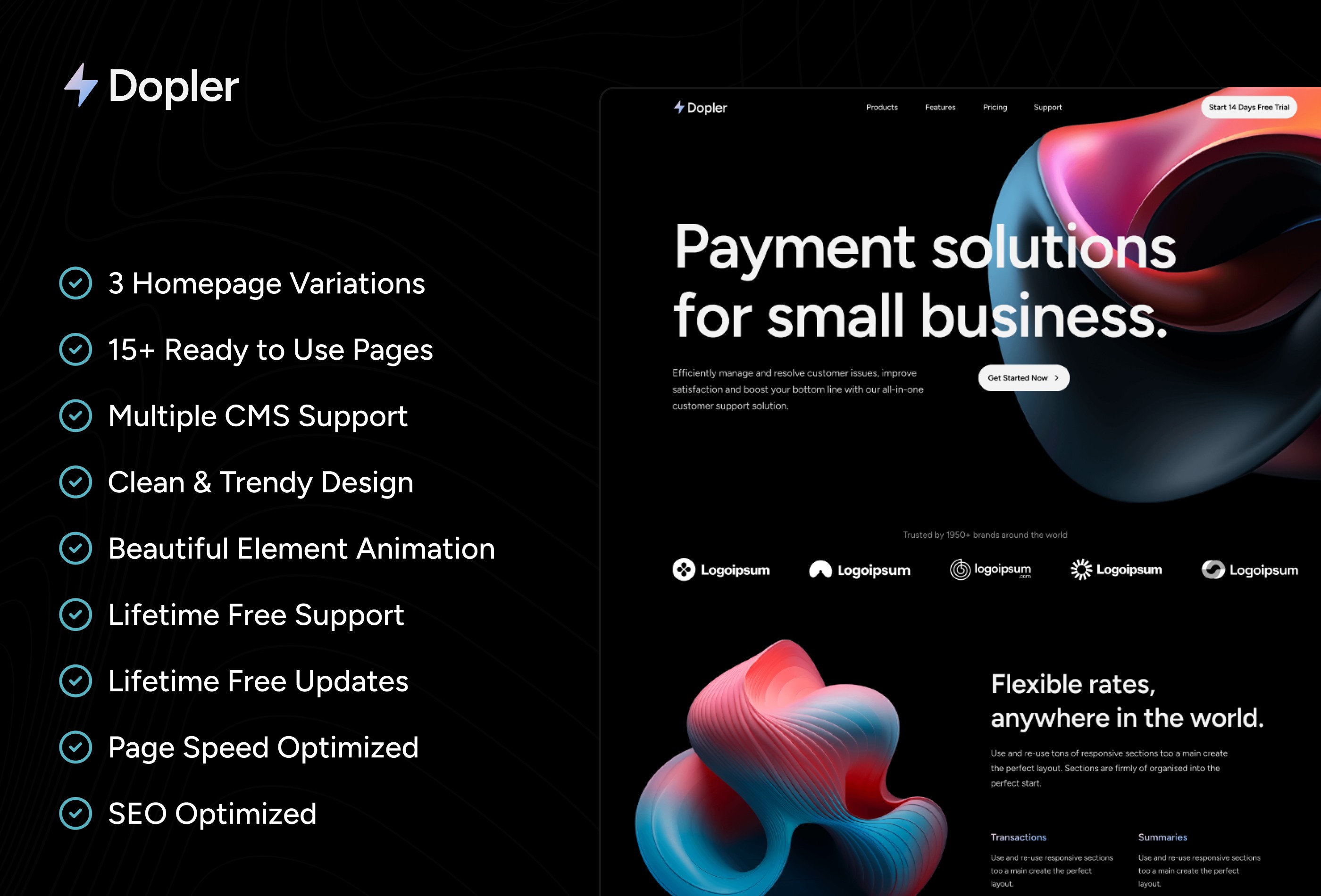 Screenshot 3 for Dopler, a Framer Marketplace template by Framerbite.