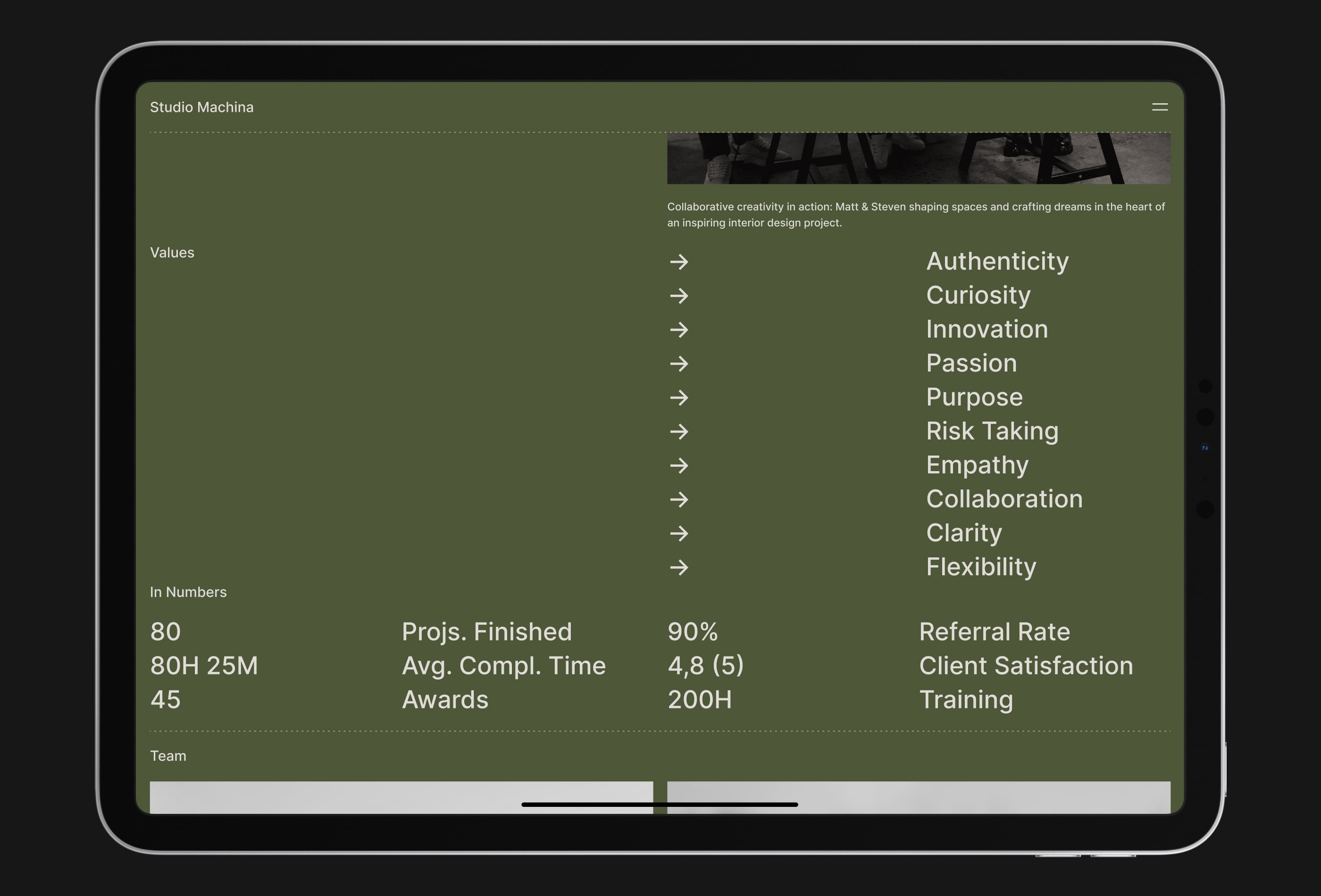 Screenshot 3 for StudioMachina , a Framer Marketplace template by Bernd.