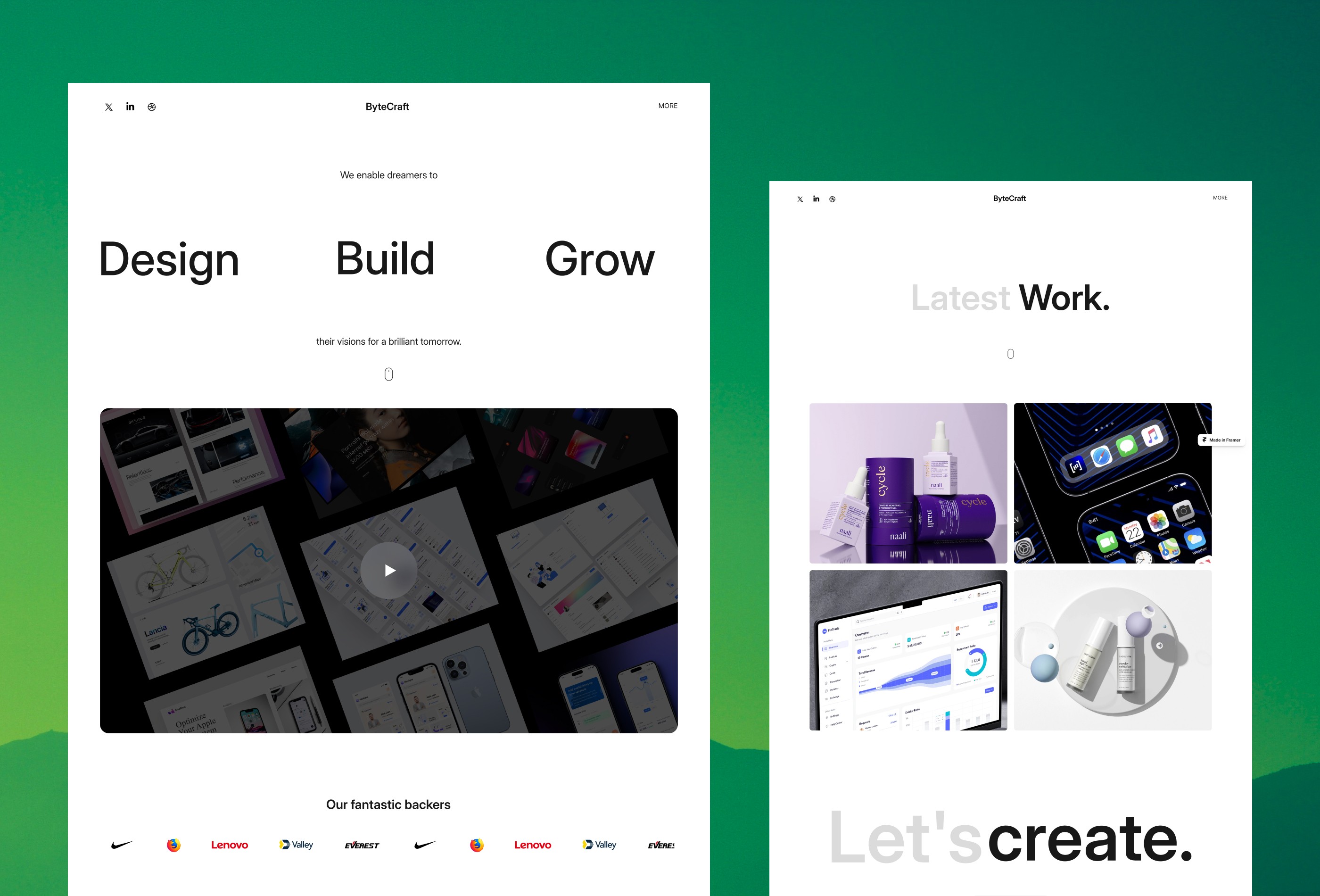 Screenshot 2 for Bytecraft, a Framer Marketplace template by Mayur.