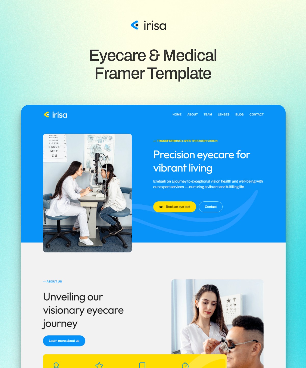 Screenshot 1 for Irisa, a Framer Marketplace template by Vilu.