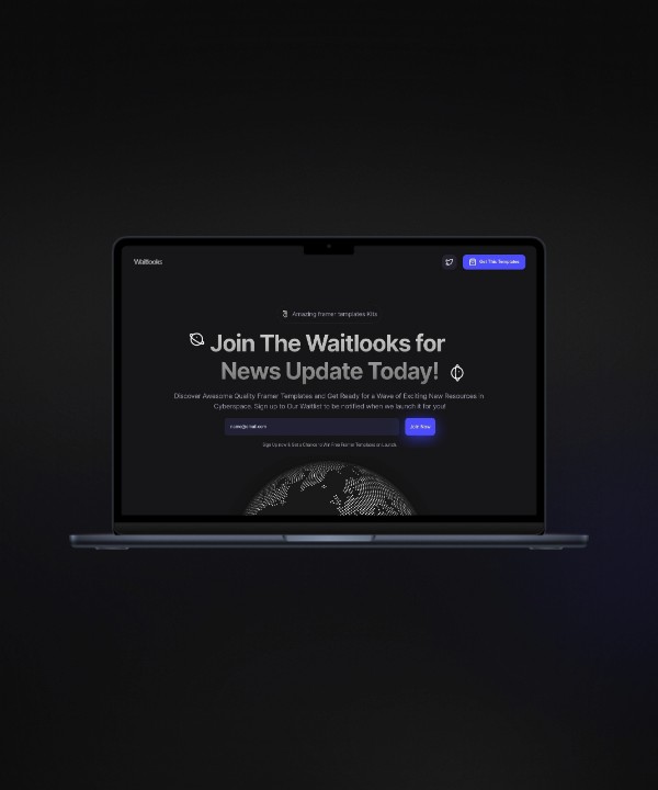 Screenshot 1 for Waitlooks, a Framer Marketplace template by Jodysaputra.