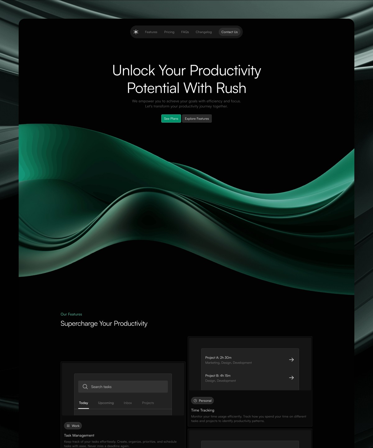 Screenshot 1 for Rush, a Framer Marketplace template by Vasco Ferreira.