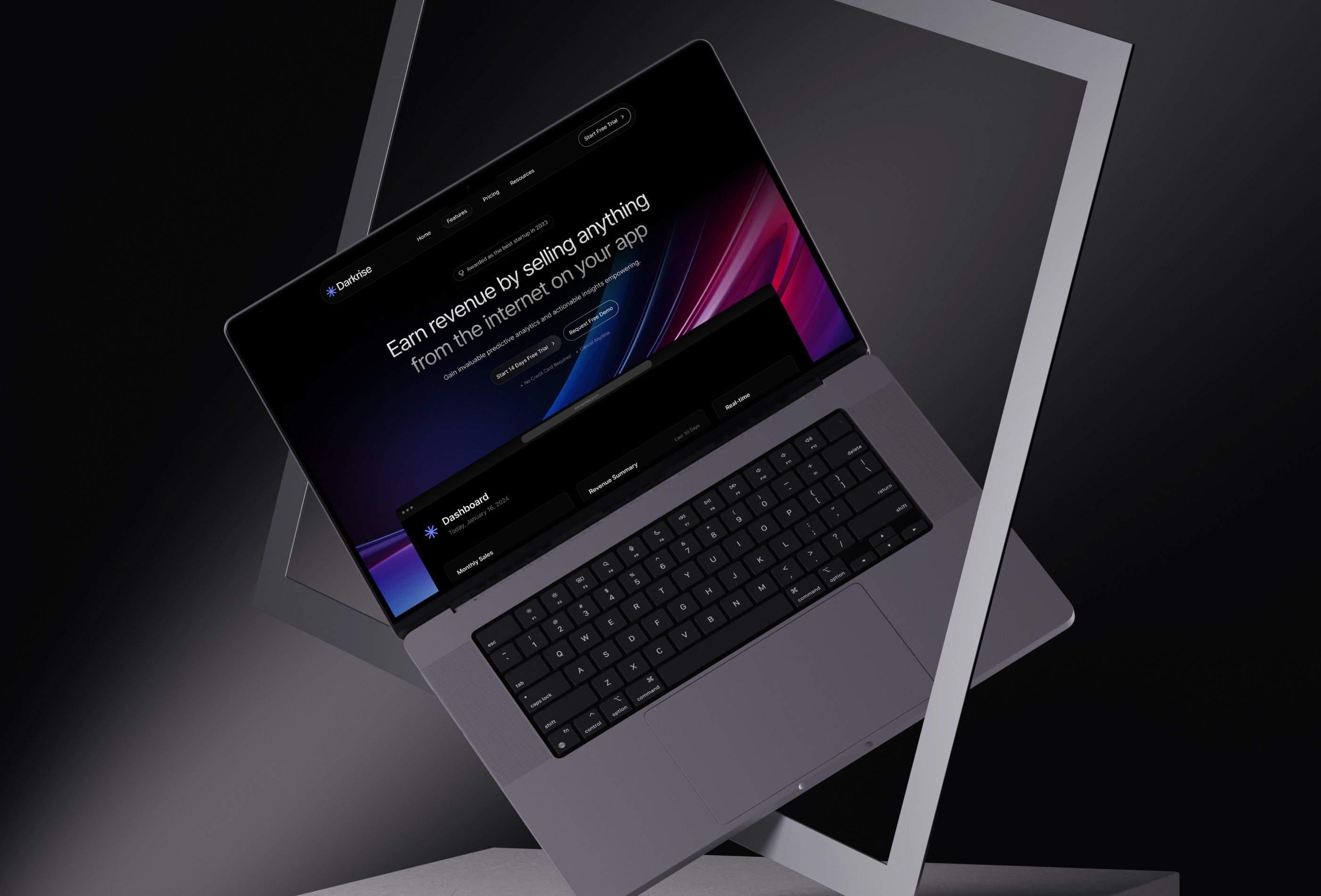 Screenshot 2 for Darkrise, a Framer Marketplace template by Framerbite.