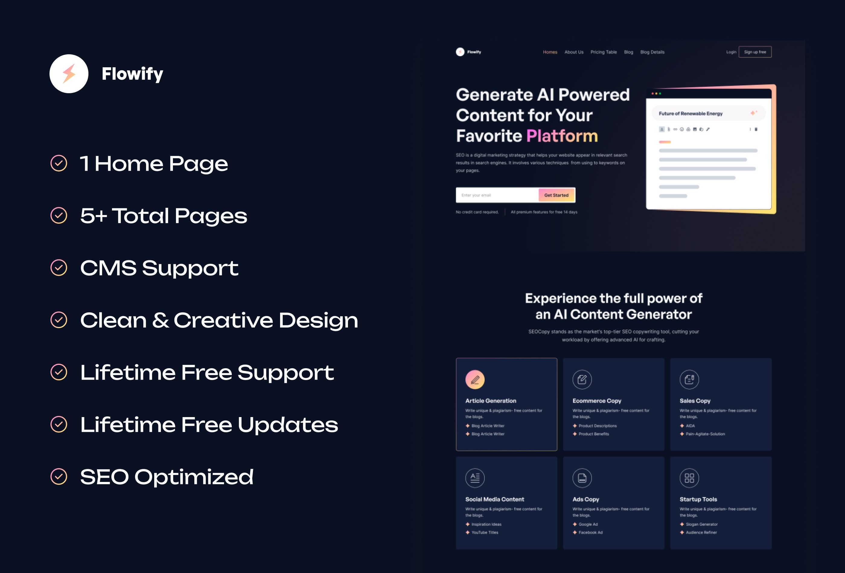 Screenshot 3 for Flowify, a Framer Marketplace template by Framership.