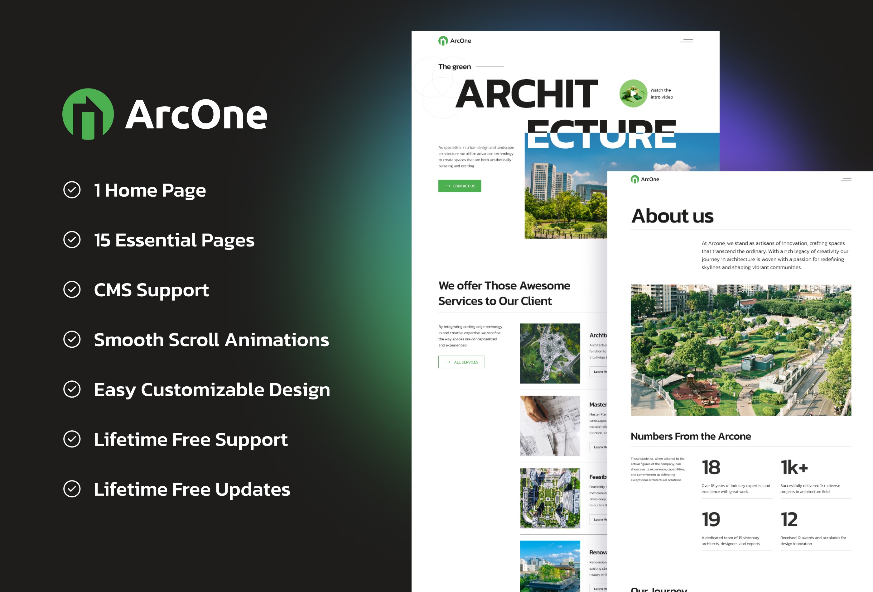 Screenshot 2 for ArcOne, a Framer Marketplace template by Sailr.