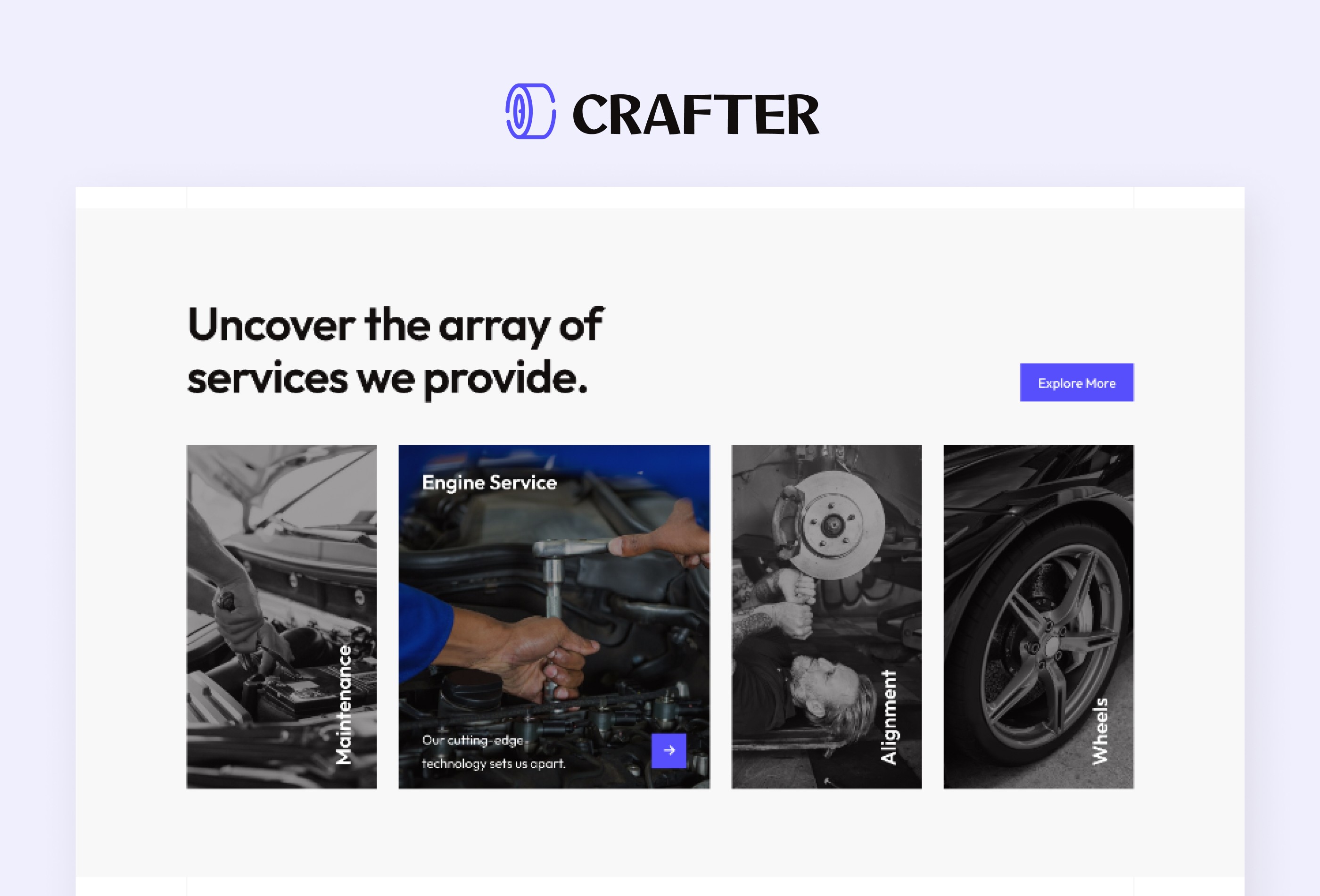 Screenshot 4 for Crafter, a Framer Marketplace template by Sailr.