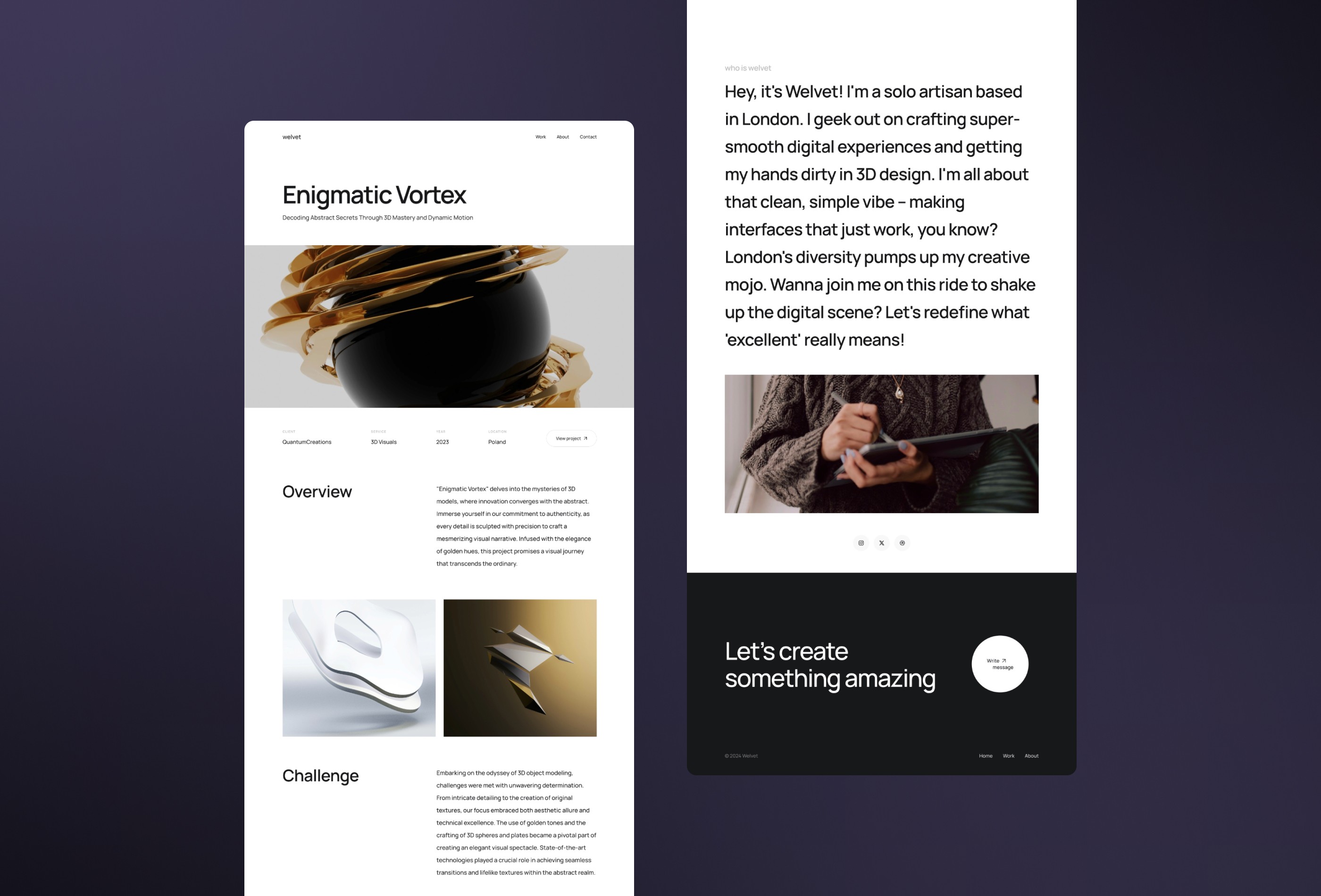 Screenshot 3 for Welvet, a Framer Marketplace template by Peter Hodak.