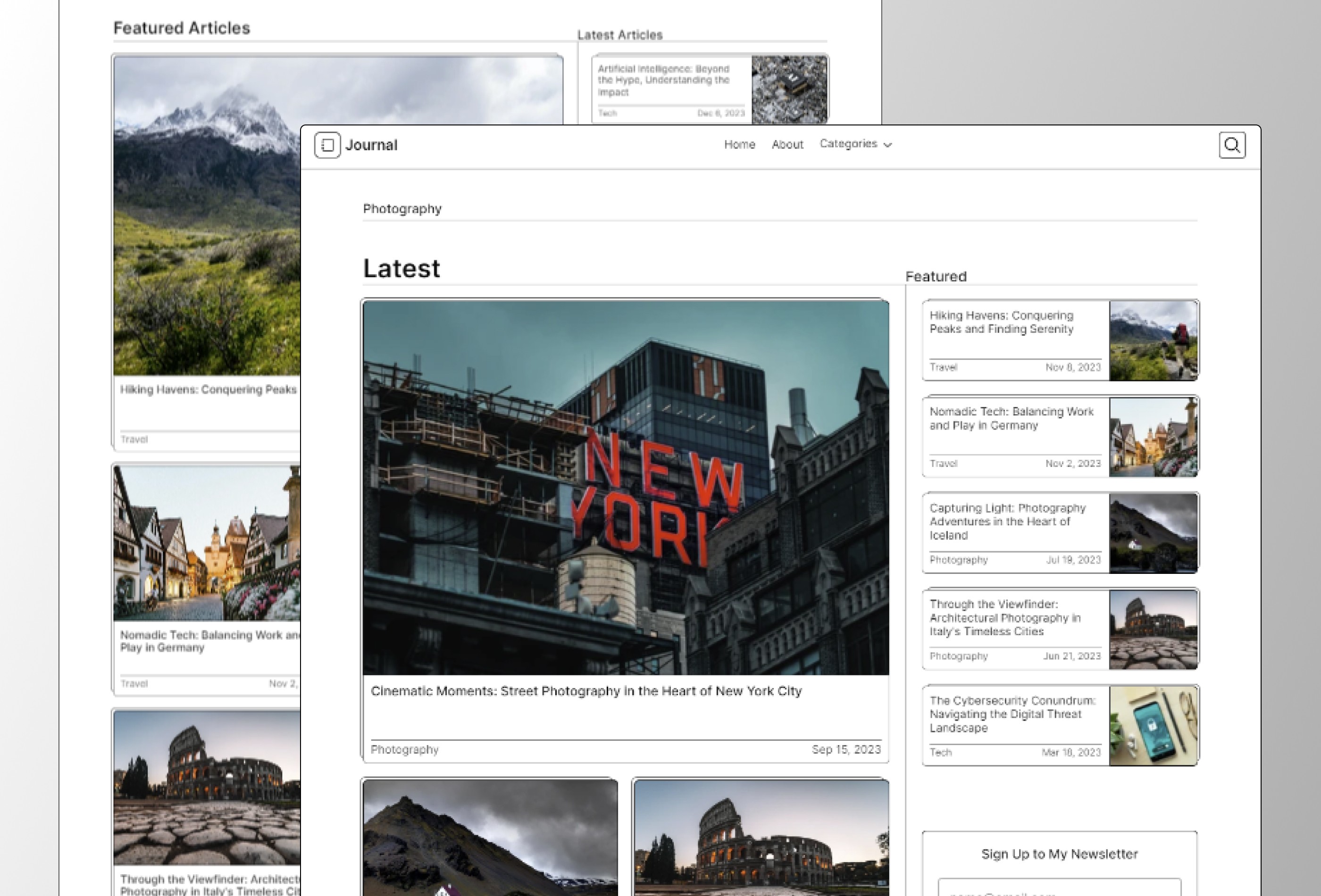 Screenshot 2 for Journal, a Framer Marketplace template by Thaer Swailem.
