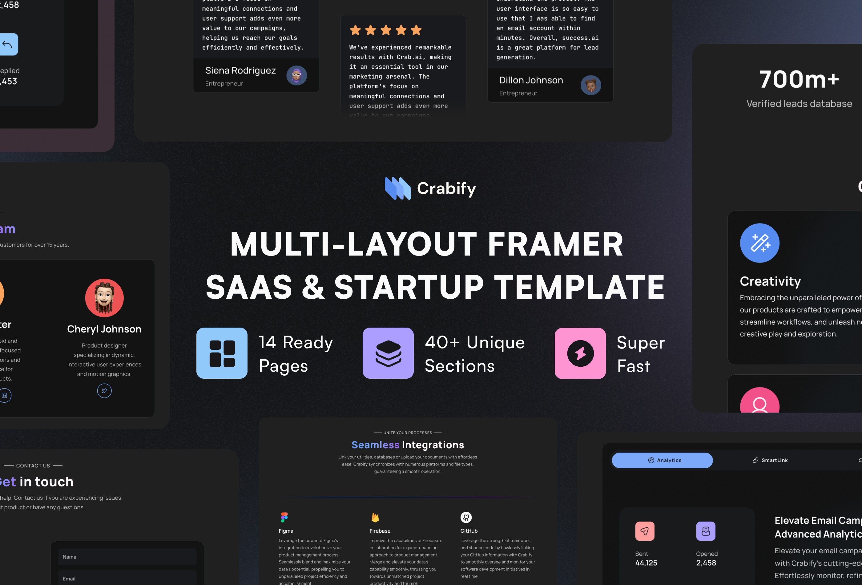 Screenshot 4 for Crabify, a Framer Marketplace template by Kseniia Deniakova.