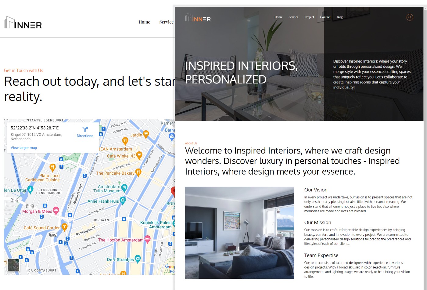 Screenshot 2 for Inner, a Framer Marketplace template by Honocoroko.