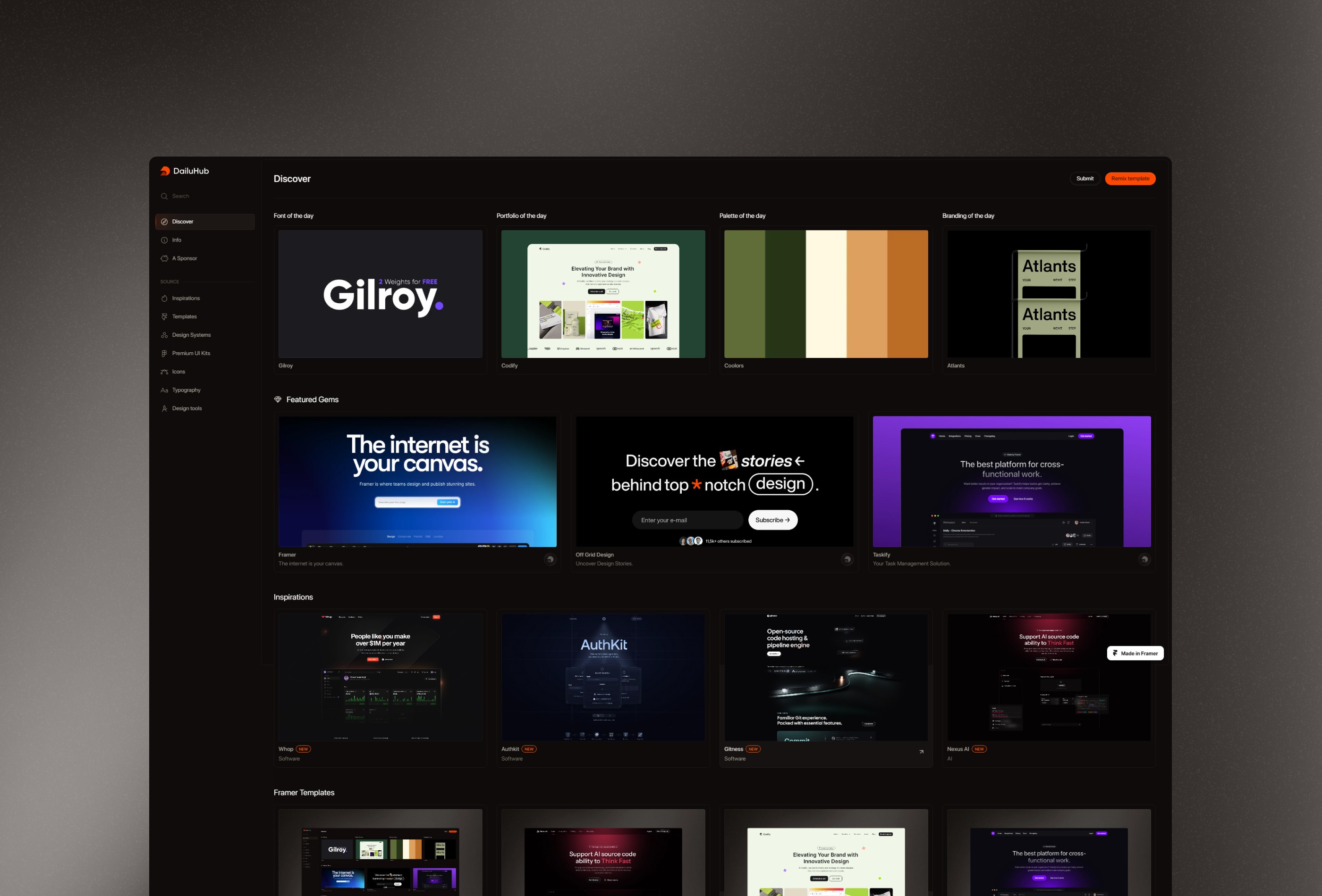 Screenshot 2 for DailyHub, a Framer Marketplace template by Dmytri Ivanov.