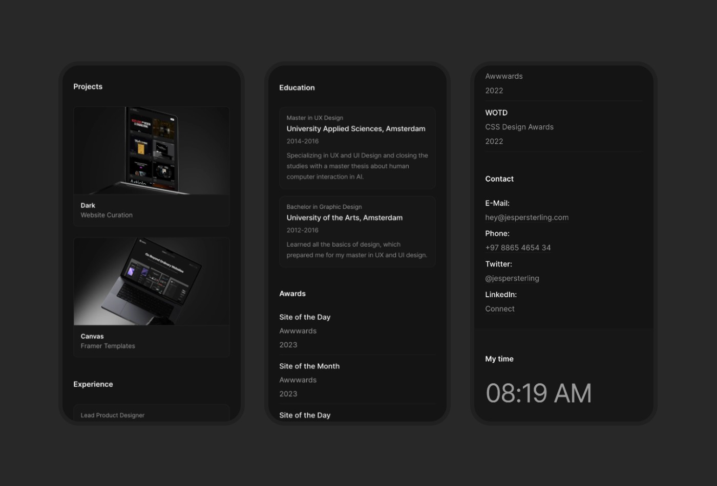 Screenshot 4 for Vitae, a Framer Marketplace template by Cédric.