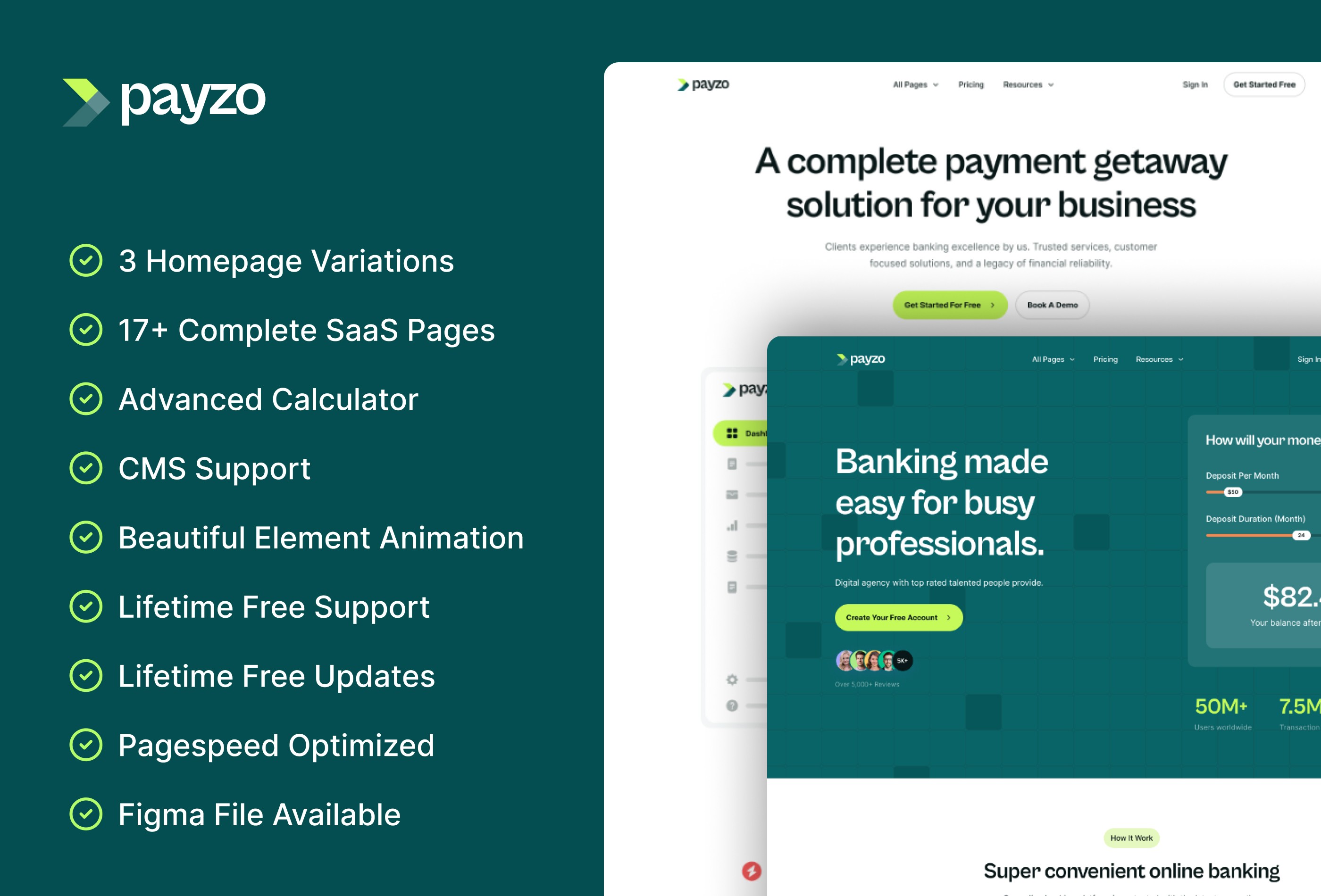 Screenshot 3 for Payzo, a Framer Marketplace template by Framerbite.